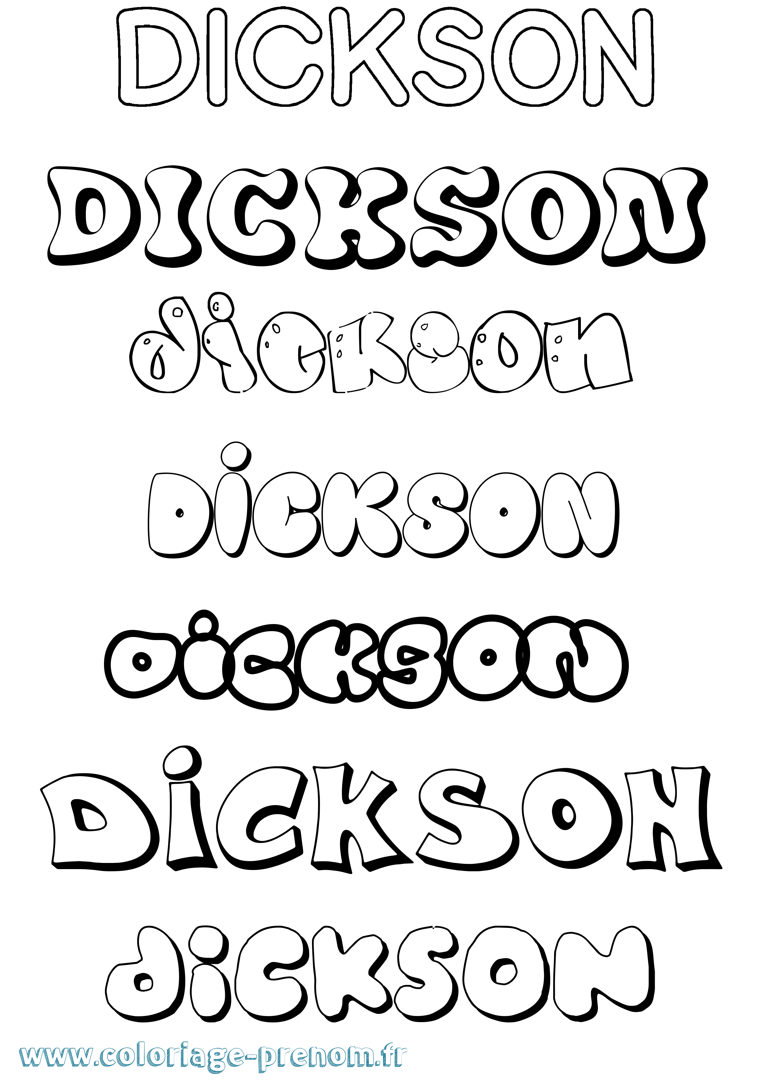 Coloriage Dickson Bubble Coloriage prénom Dickson Bubble