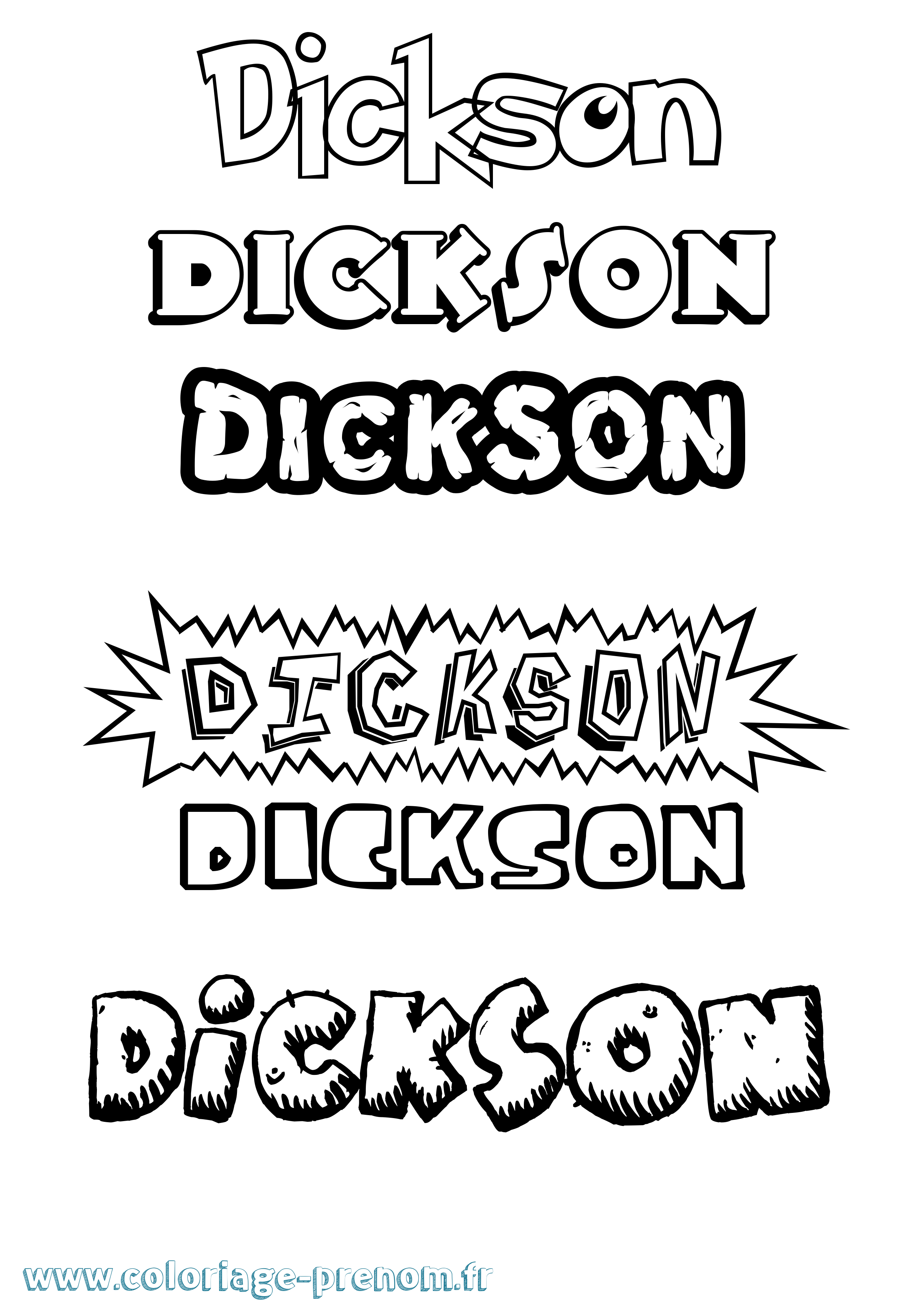 Coloriage Dickson Dessin Animé Coloriage prénom Dickson Dessin Animé