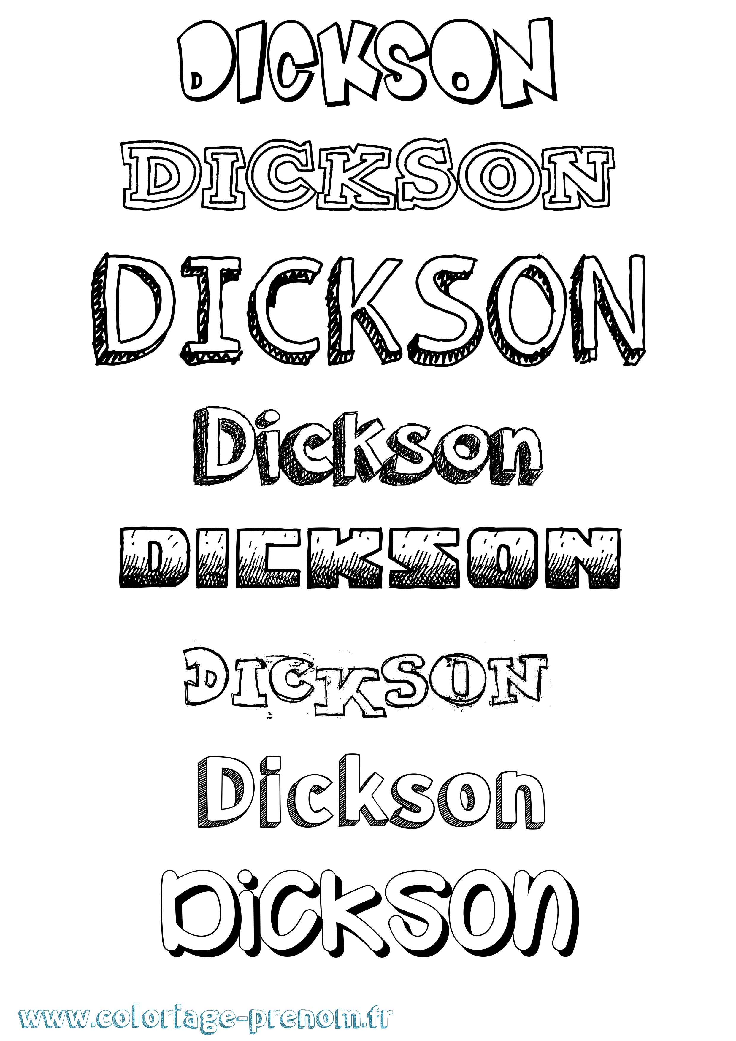 Coloriage Dickson Dessiné Coloriage prénom Dickson Dessiné