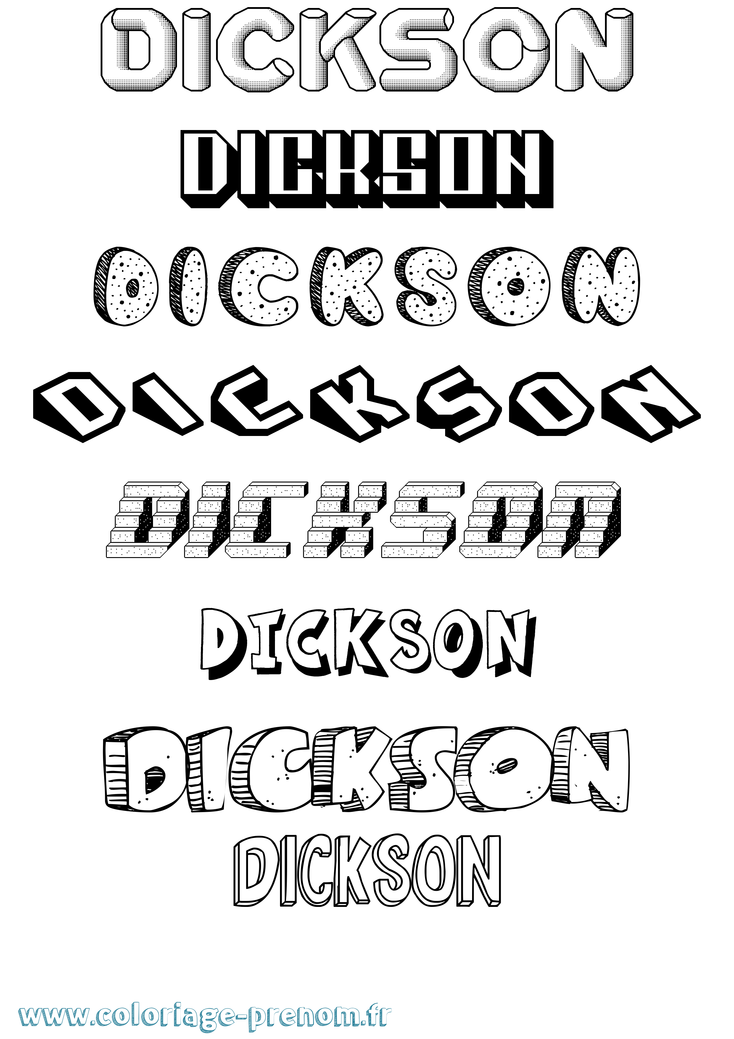 Coloriage Dickson Effet 3D Coloriage prénom Dickson Effet 3D
