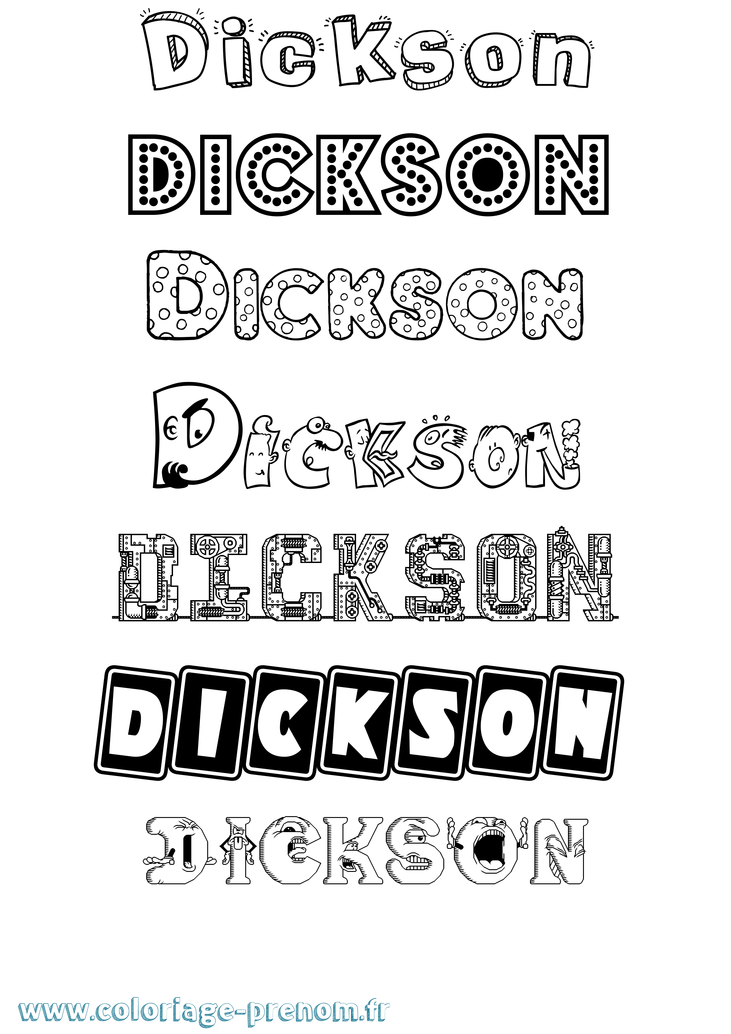 Coloriage Dickson Fun Coloriage prénom Dickson Fun