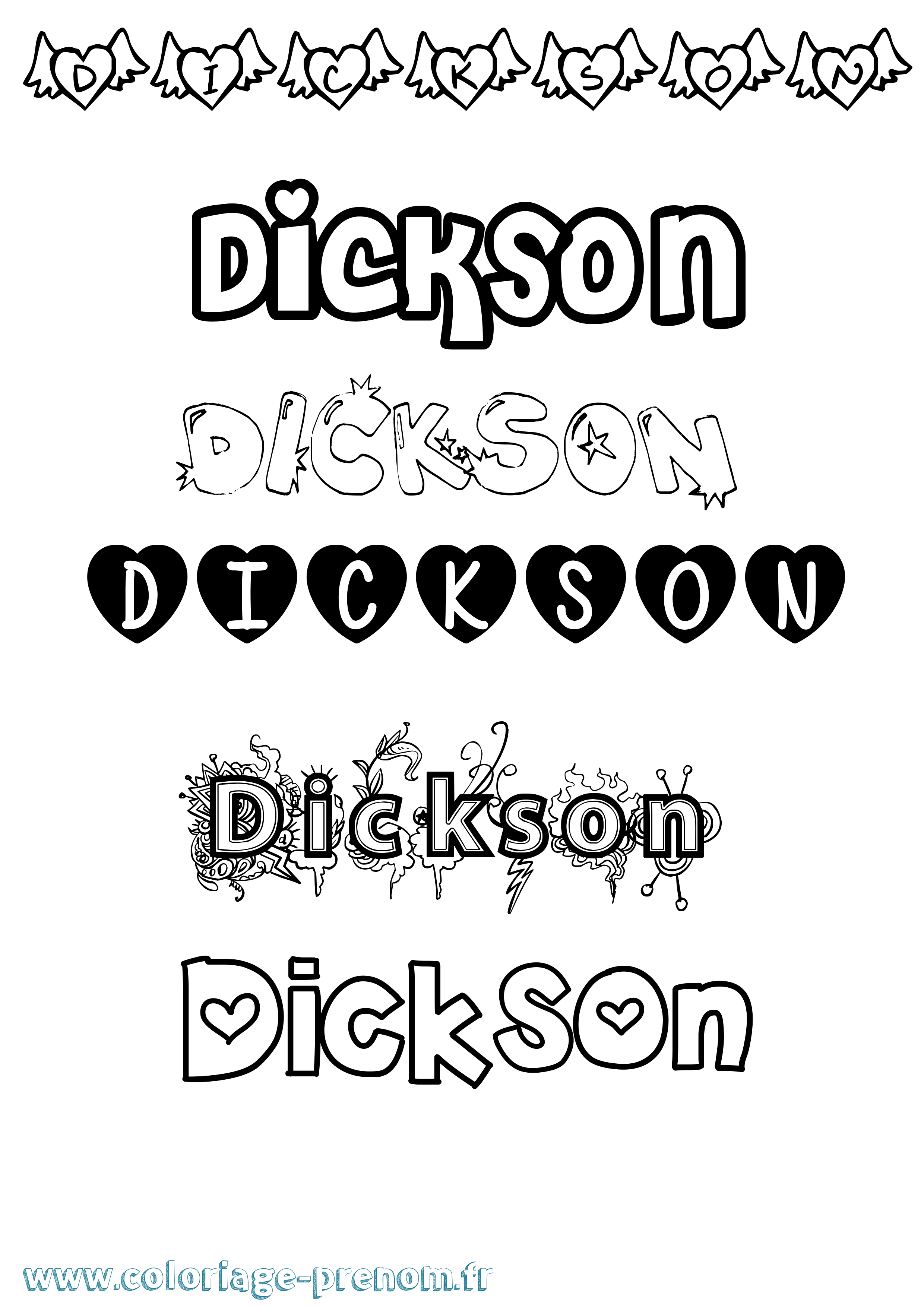 Coloriage Dickson Girly Coloriage prénom Dickson Girly