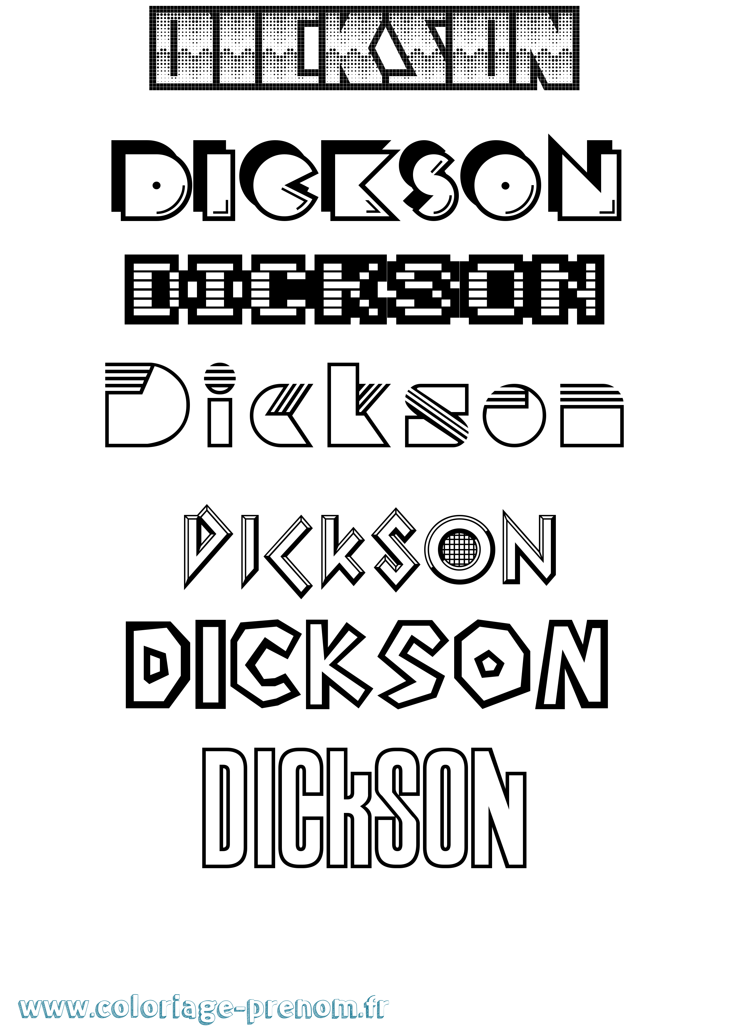 Coloriage Dickson Jeux Vidéos Coloriage prénom Dickson Jeux Vidéos