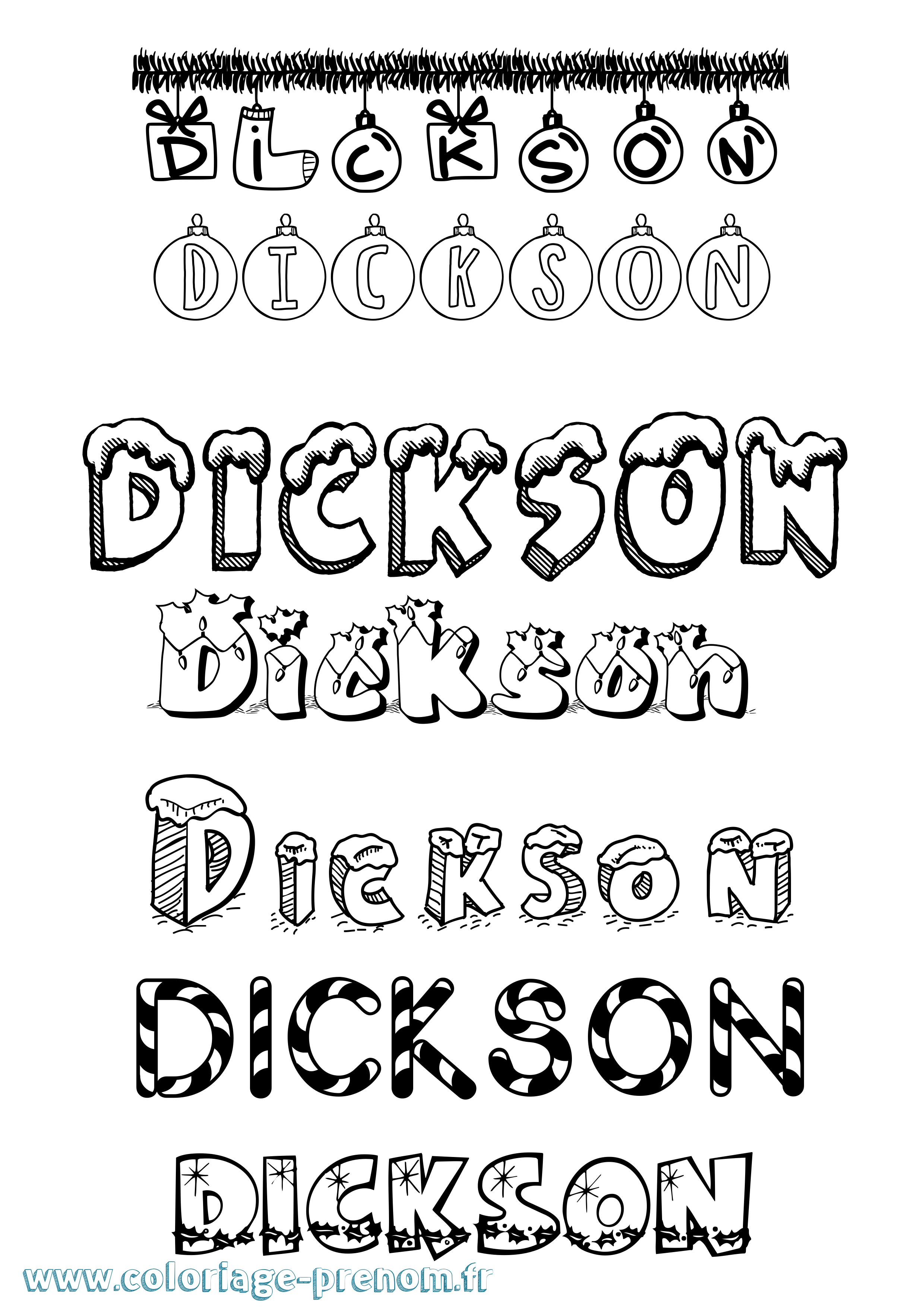 Coloriage Dickson Noël Coloriage prénom Dickson Noël