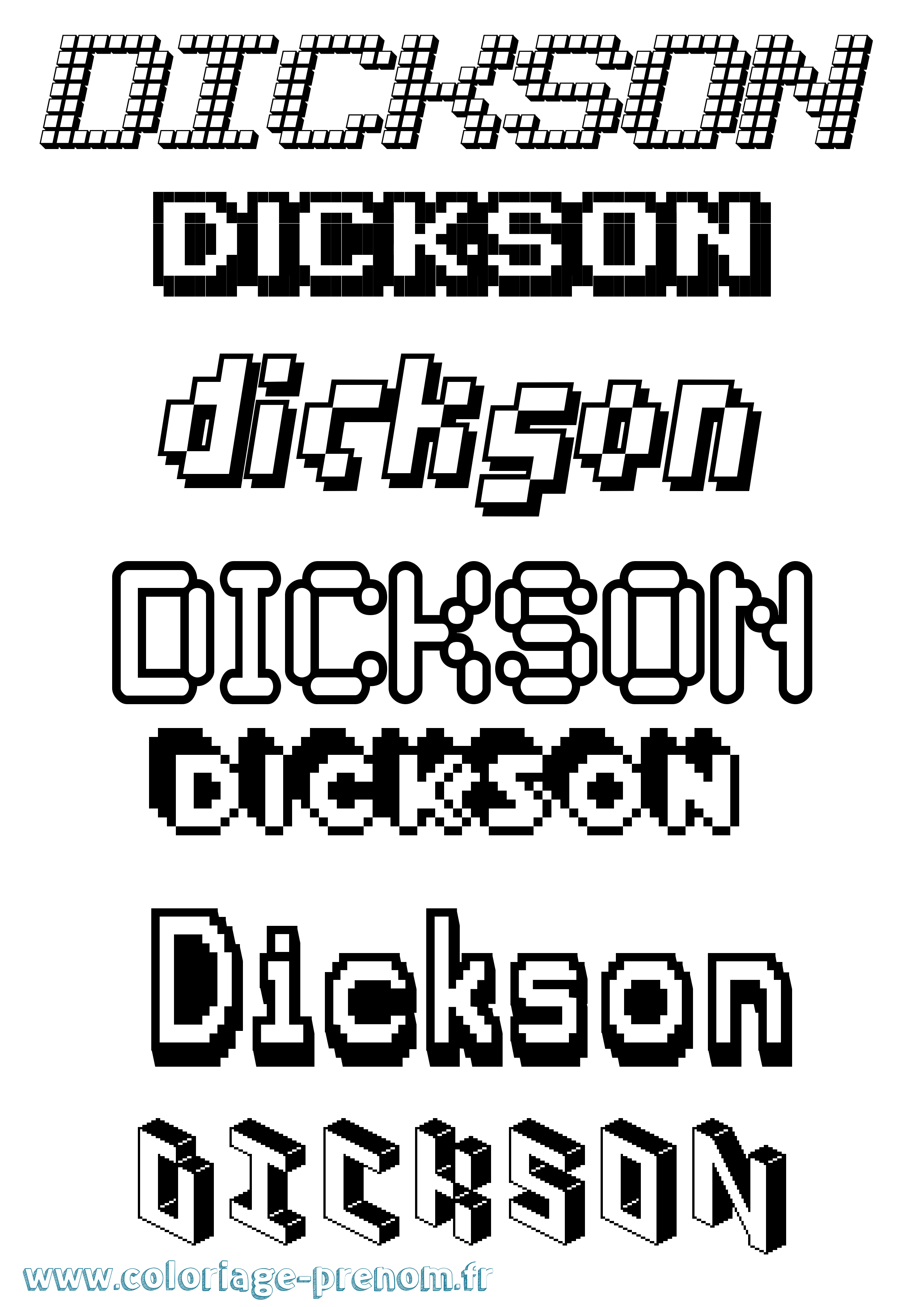 Coloriage Dickson Pixel Coloriage prénom Dickson Pixel