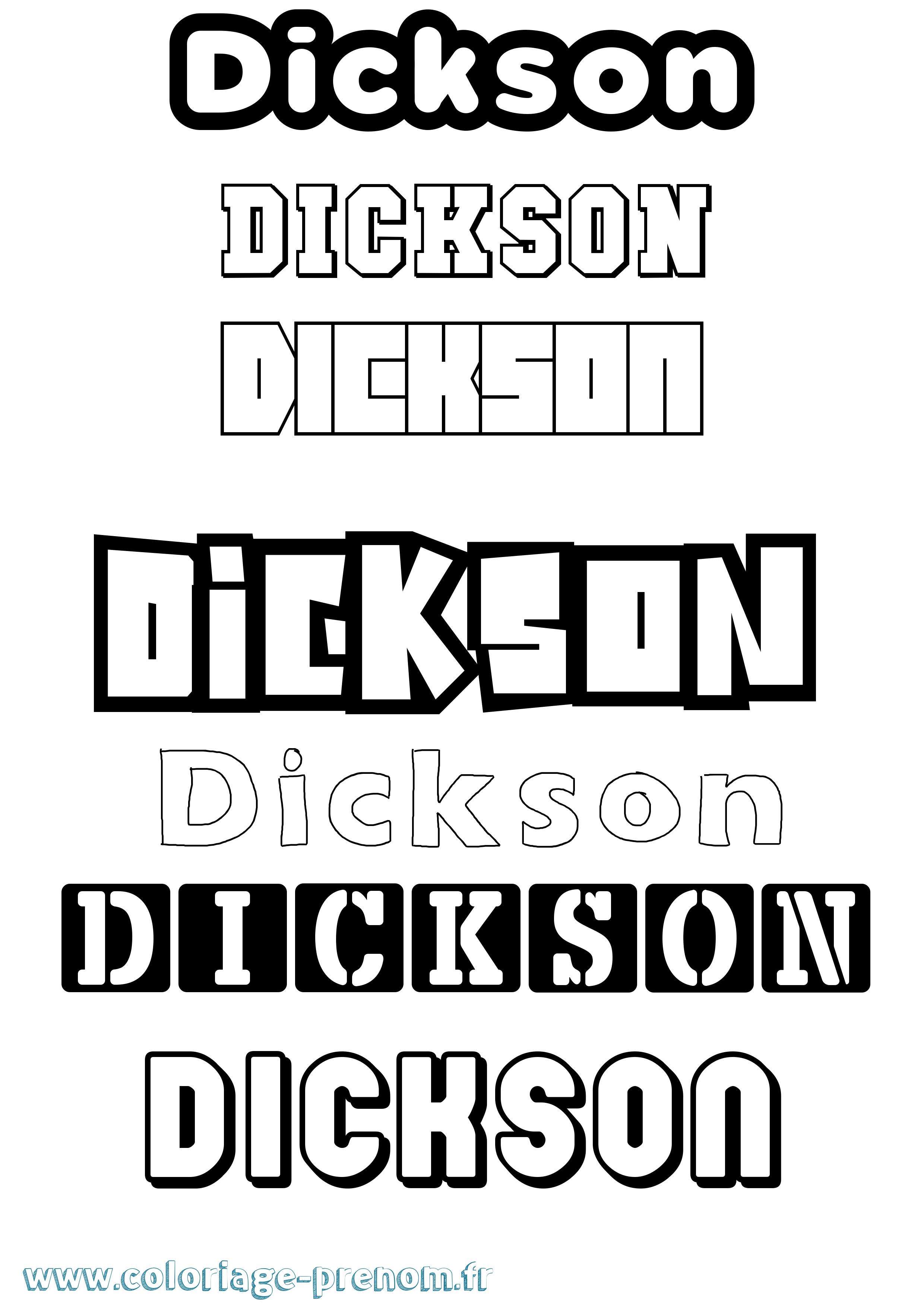 Coloriage Dickson Simple Coloriage prénom Dickson Simple