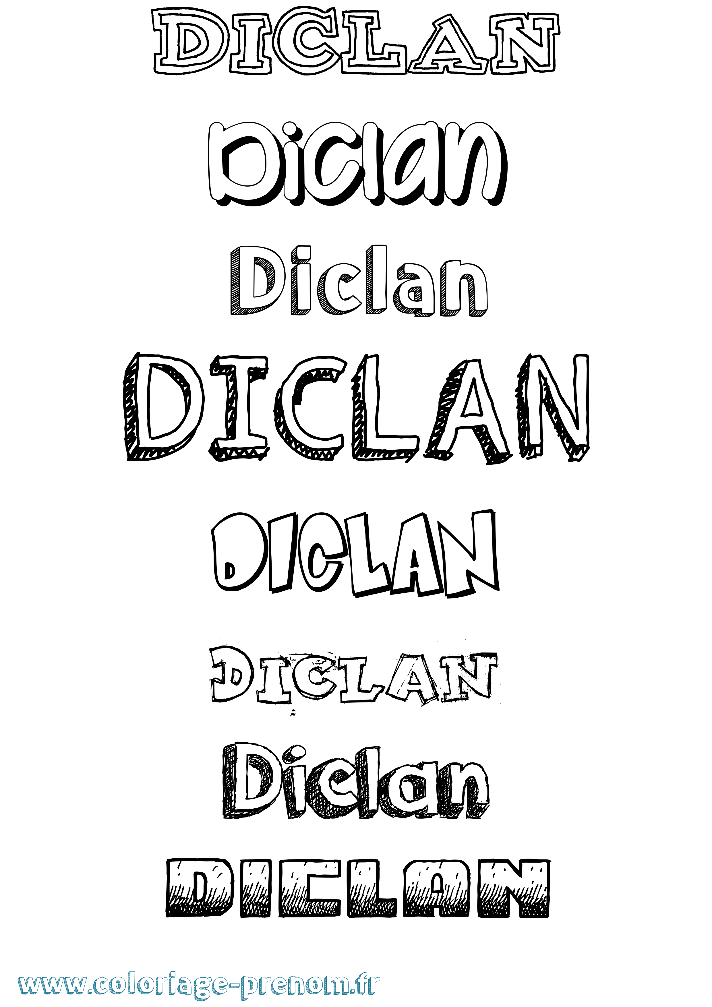 Coloriage Diclan Dessiné Coloriage prénom Diclan Dessiné