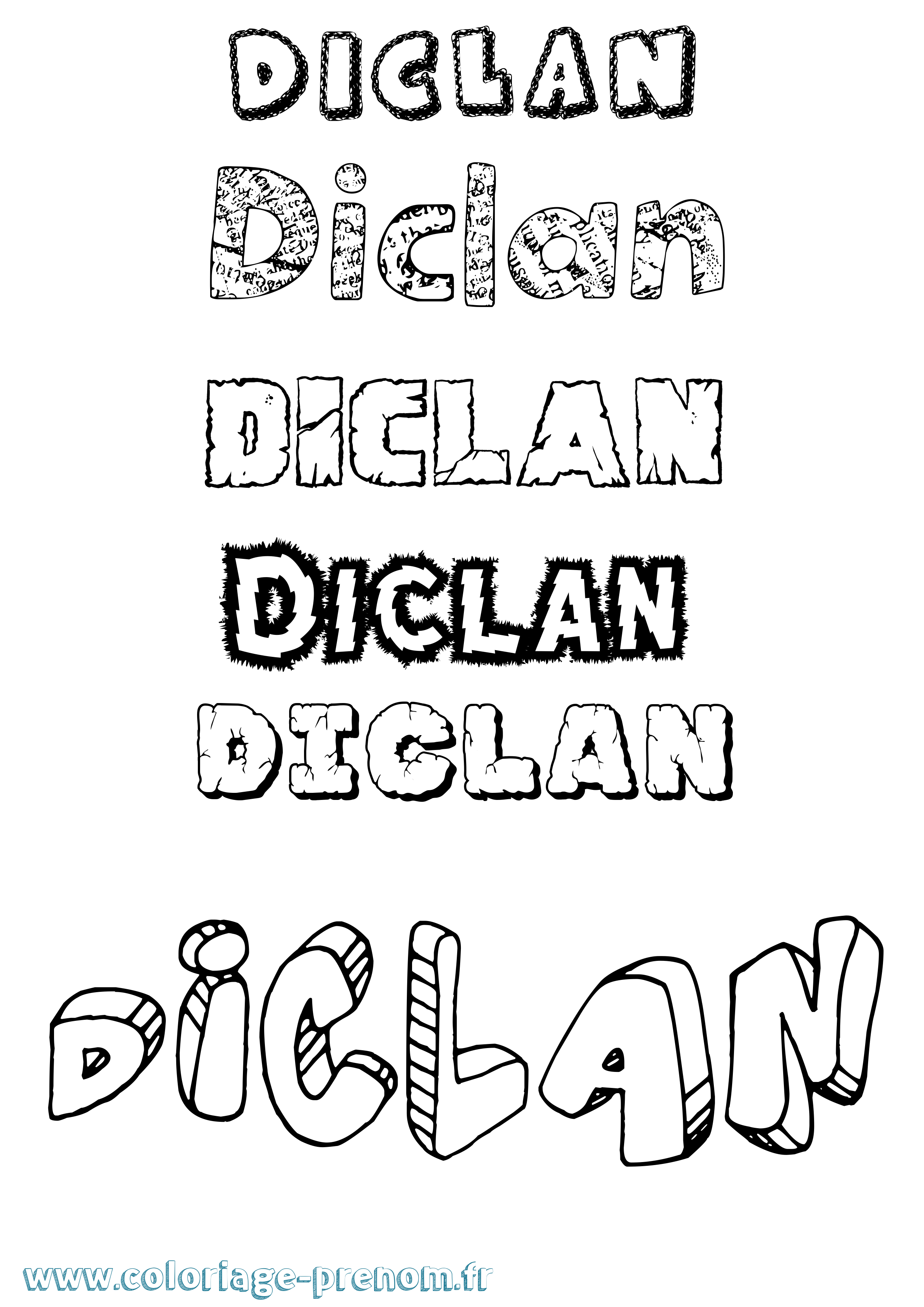 Coloriage Diclan Destructuré Coloriage prénom Diclan Destructuré