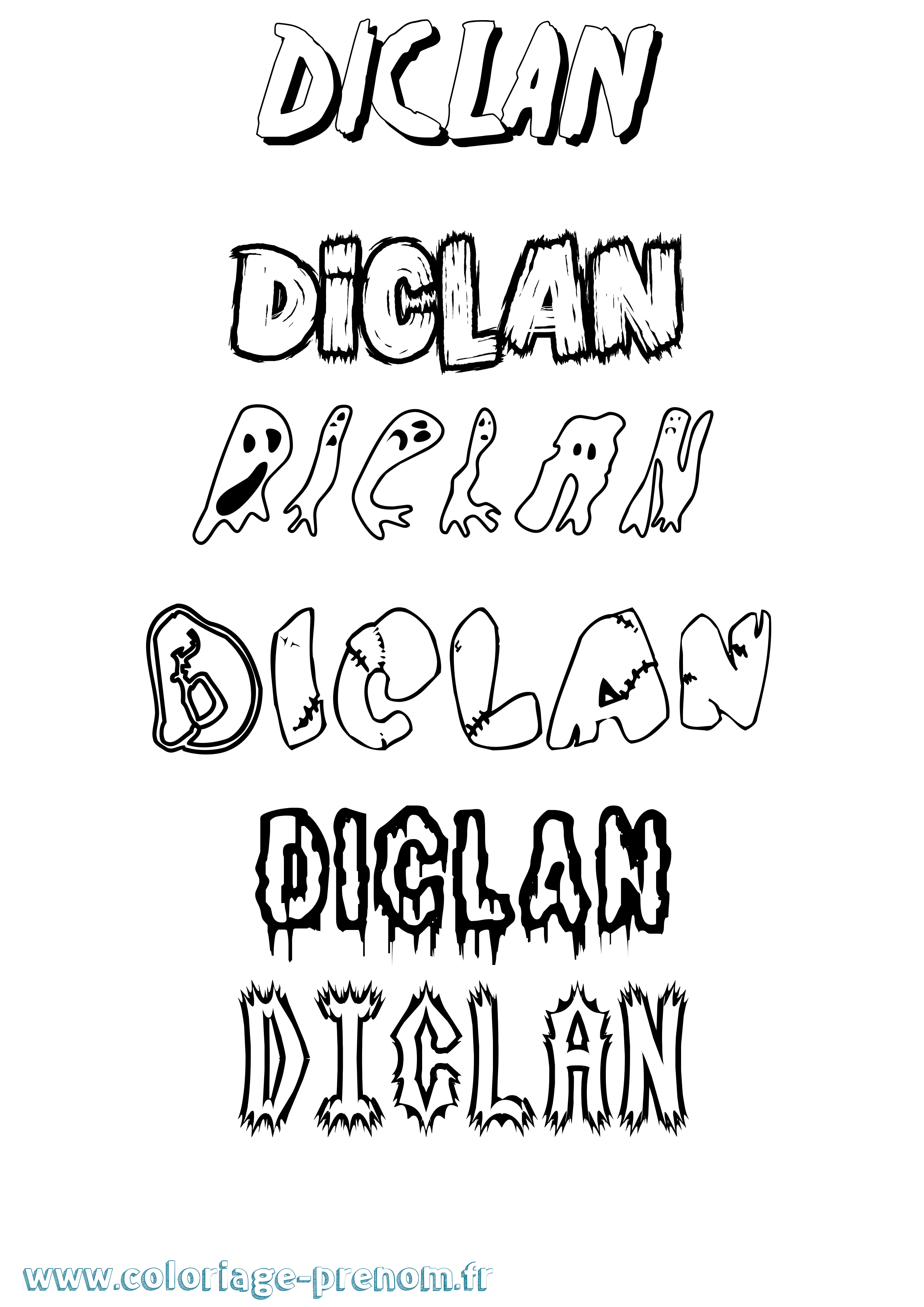 Coloriage Diclan Frisson Coloriage prénom Diclan Frisson