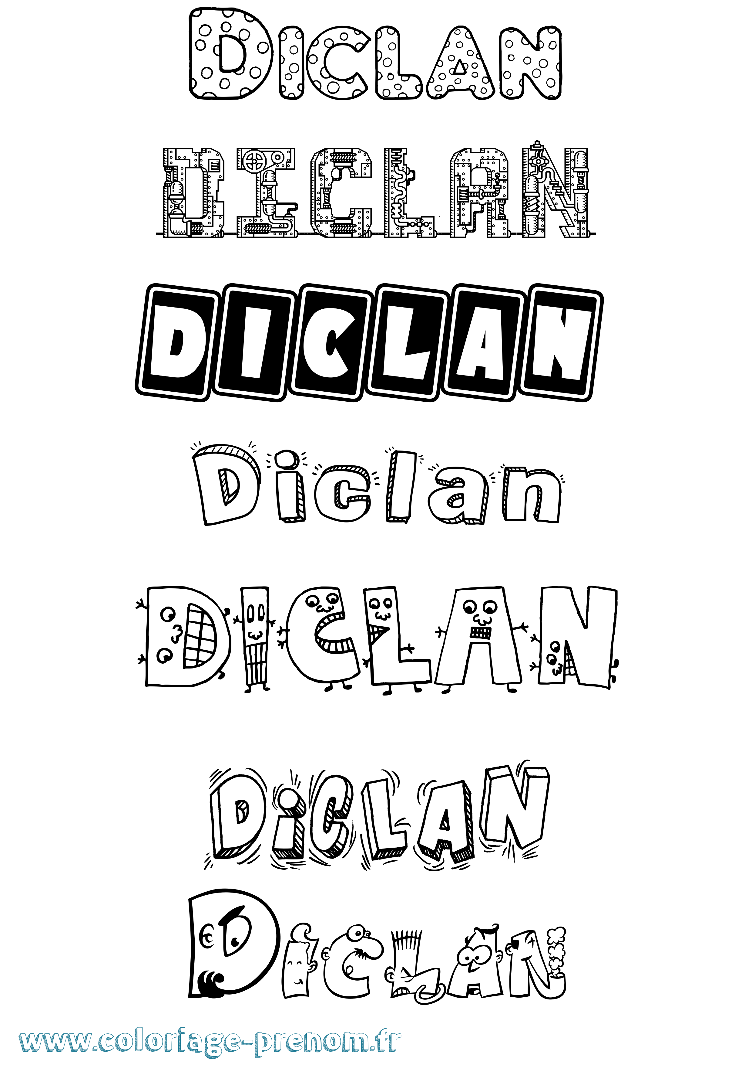 Coloriage Diclan Fun Coloriage prénom Diclan Fun
