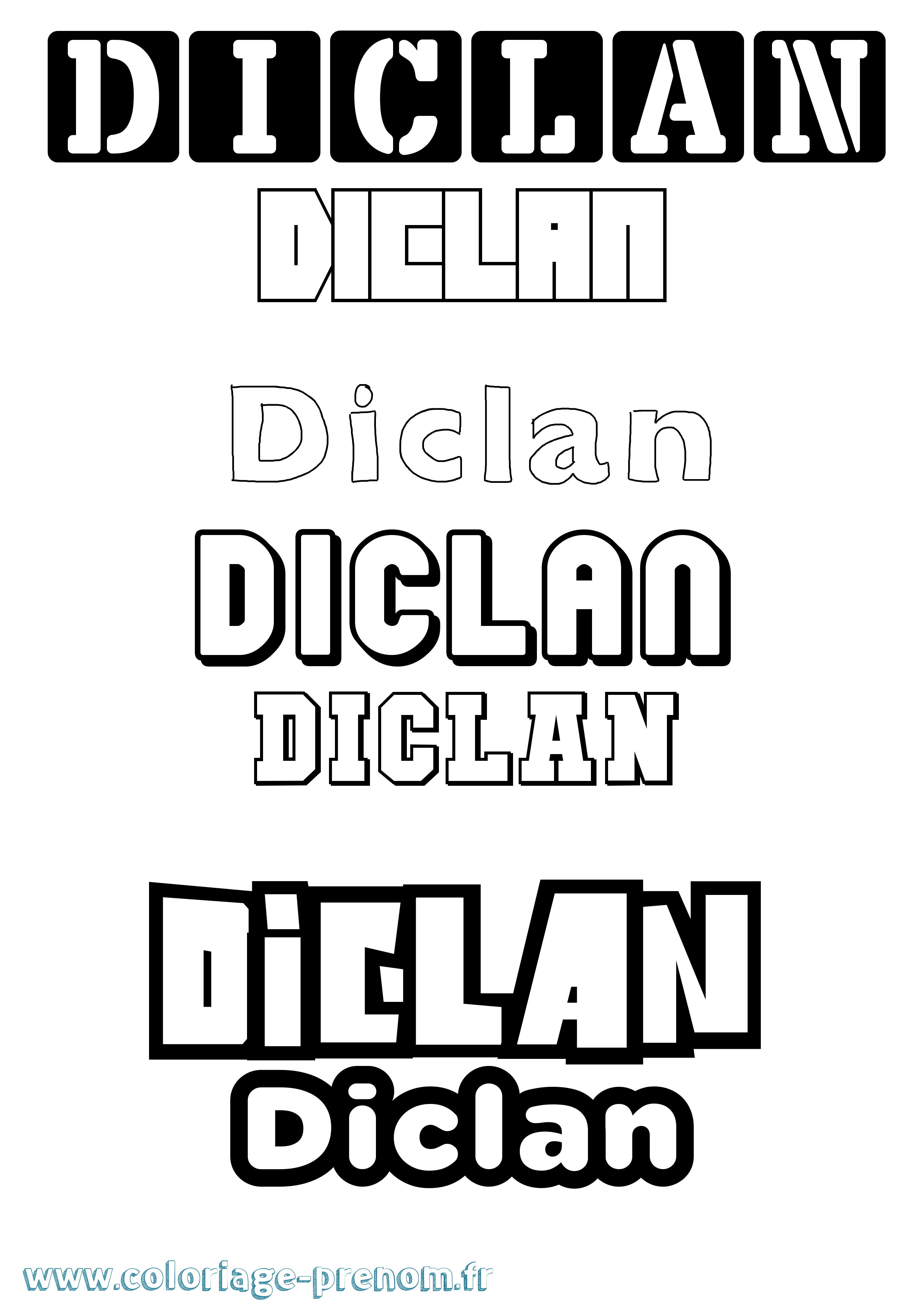 Coloriage Diclan Simple Coloriage prénom Diclan Simple