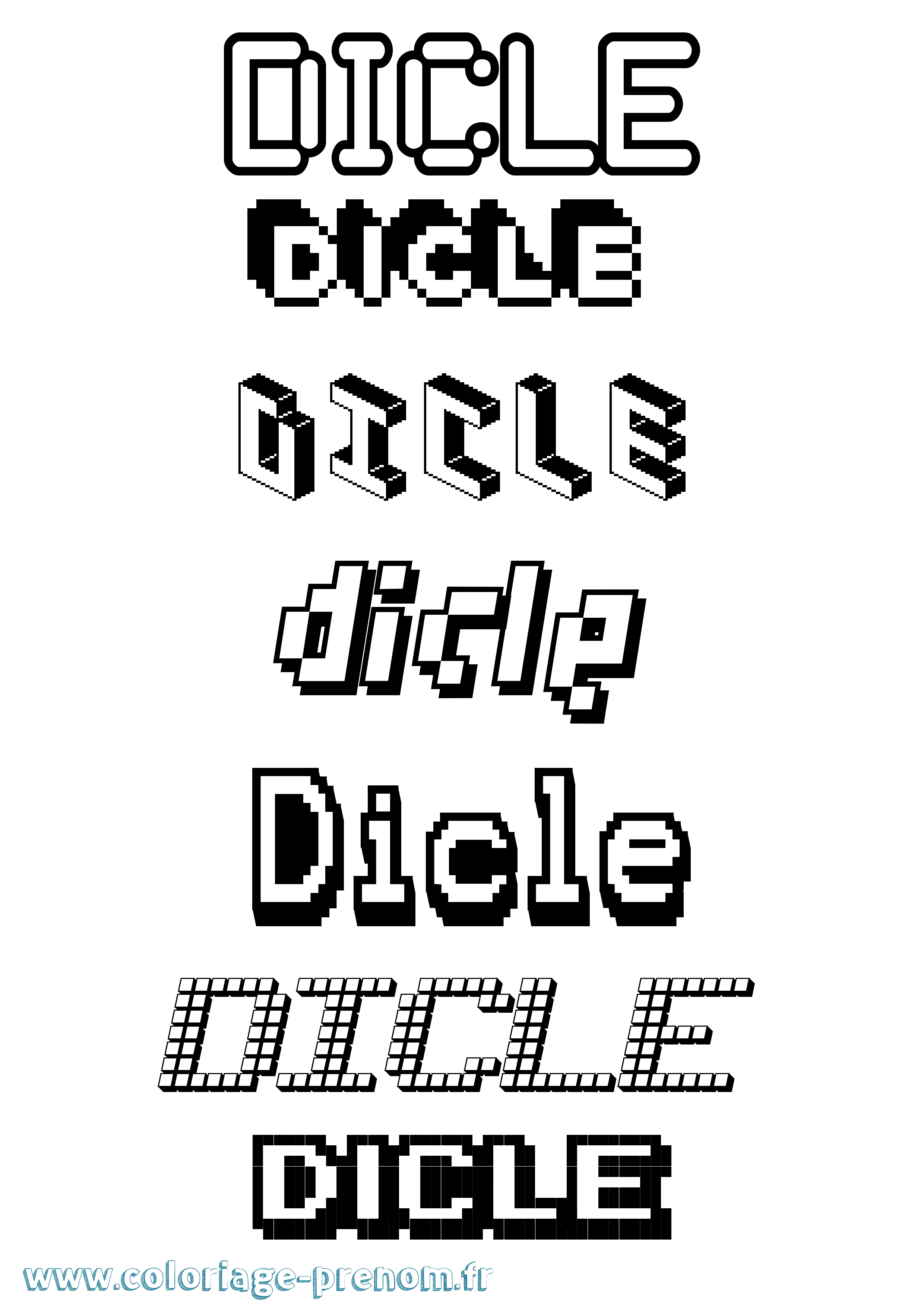 Coloriage Dicle Pixel Coloriage prénom Dicle Pixel