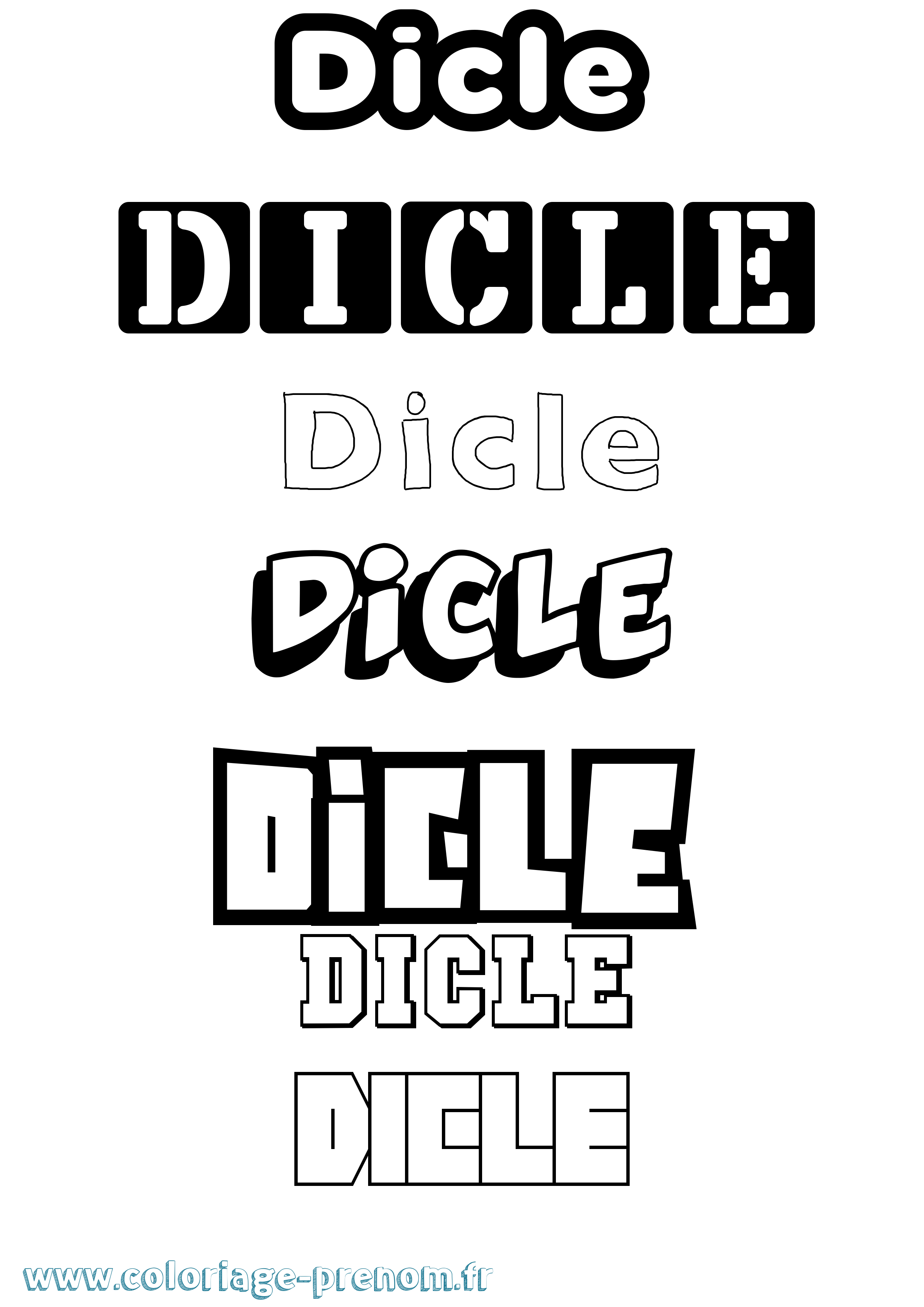 Coloriage Dicle Simple Coloriage prénom Dicle Simple