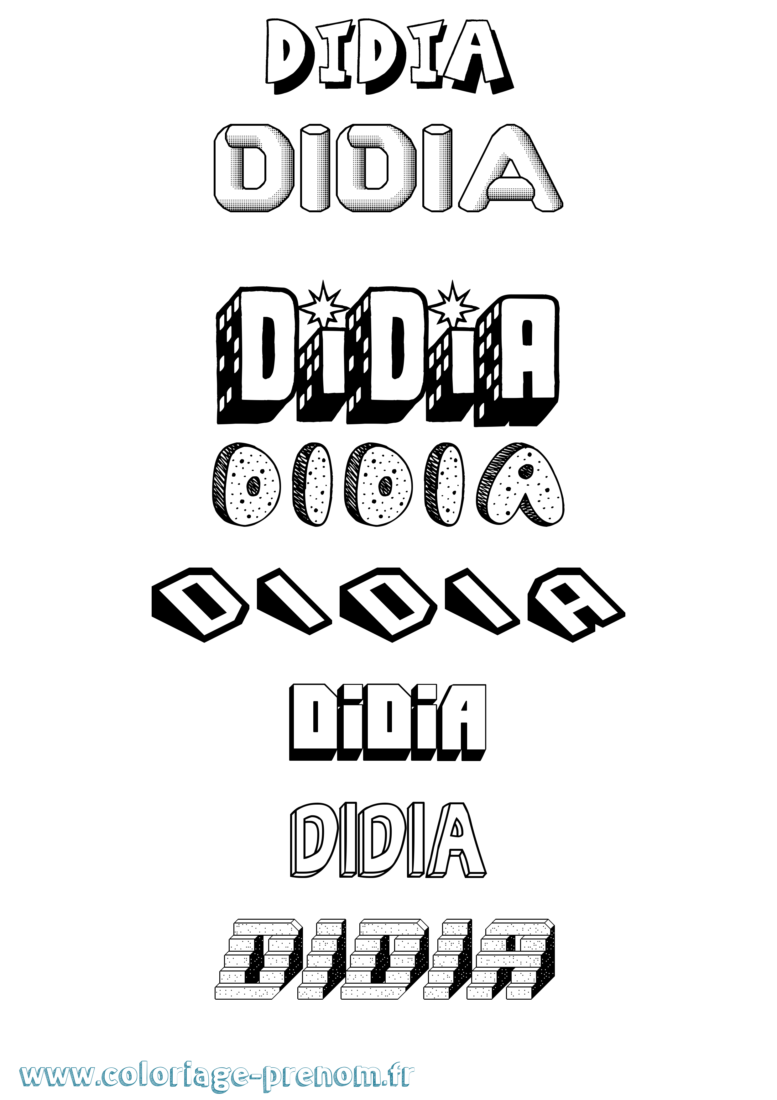 Coloriage Didia Effet 3D Coloriage prénom Didia Effet 3D