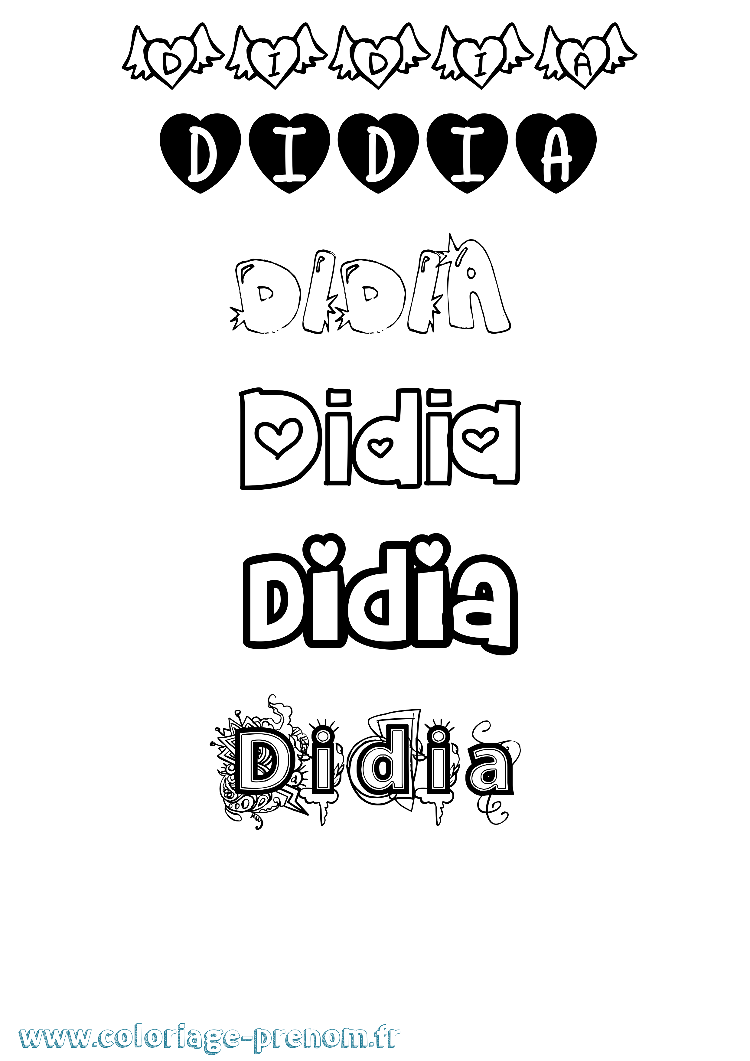 Coloriage Didia Girly Coloriage prénom Didia Girly
