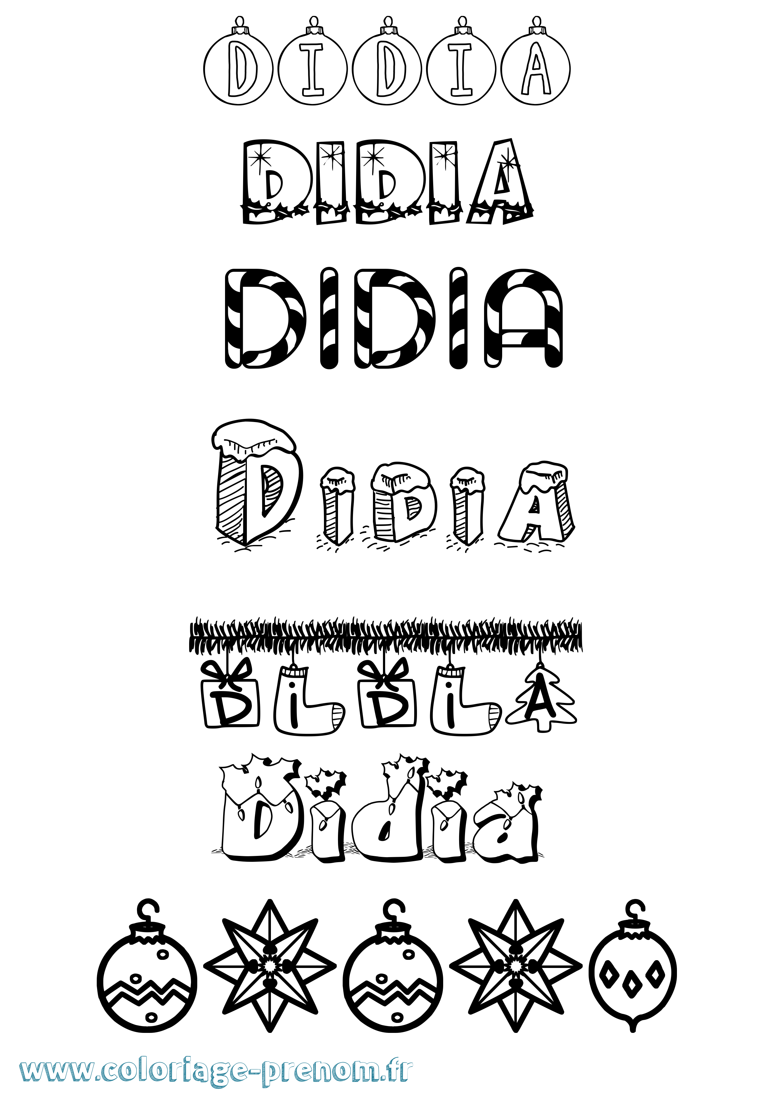 Coloriage Didia Noël Coloriage prénom Didia Noël
