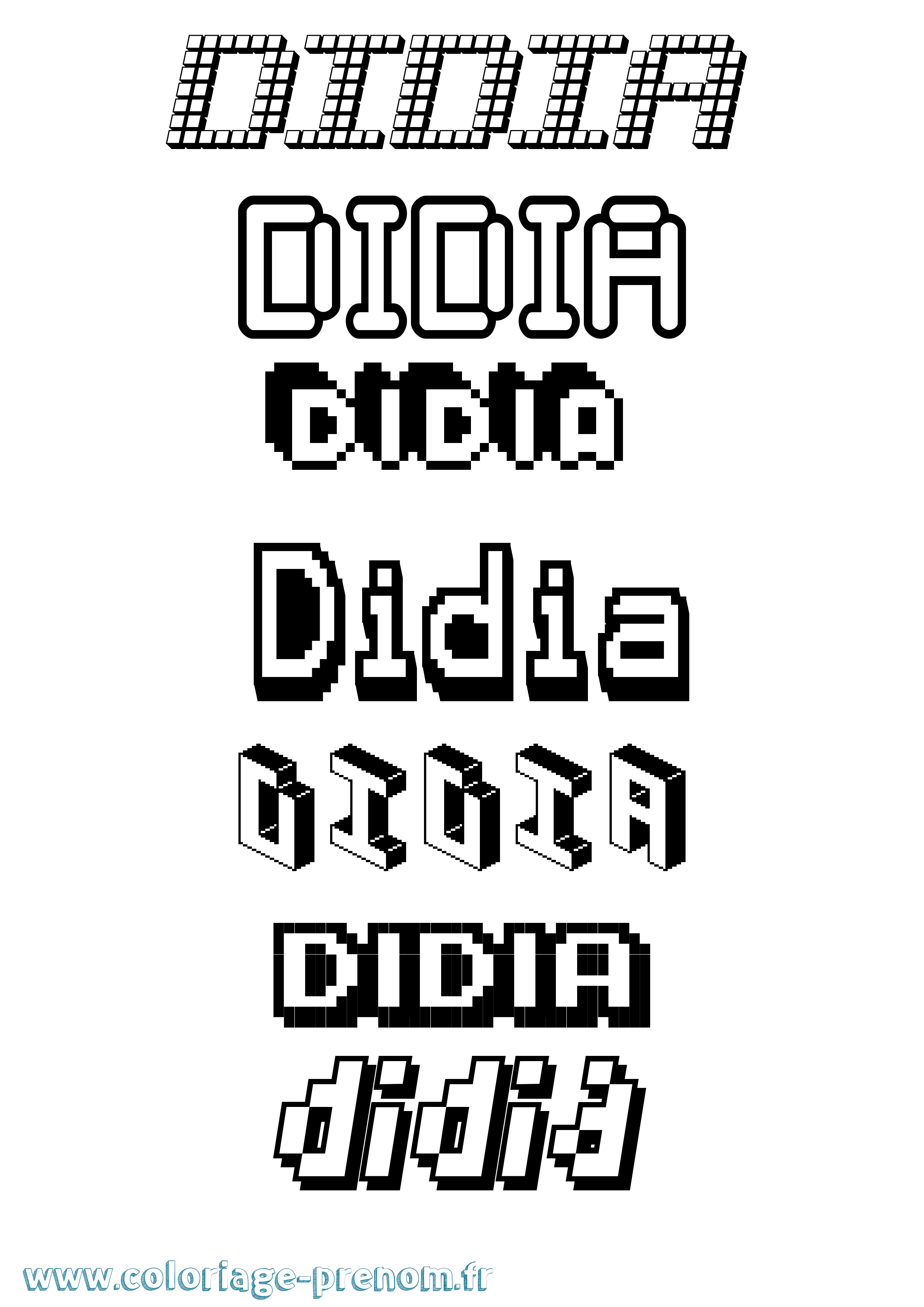 Coloriage Didia Pixel Coloriage prénom Didia Pixel