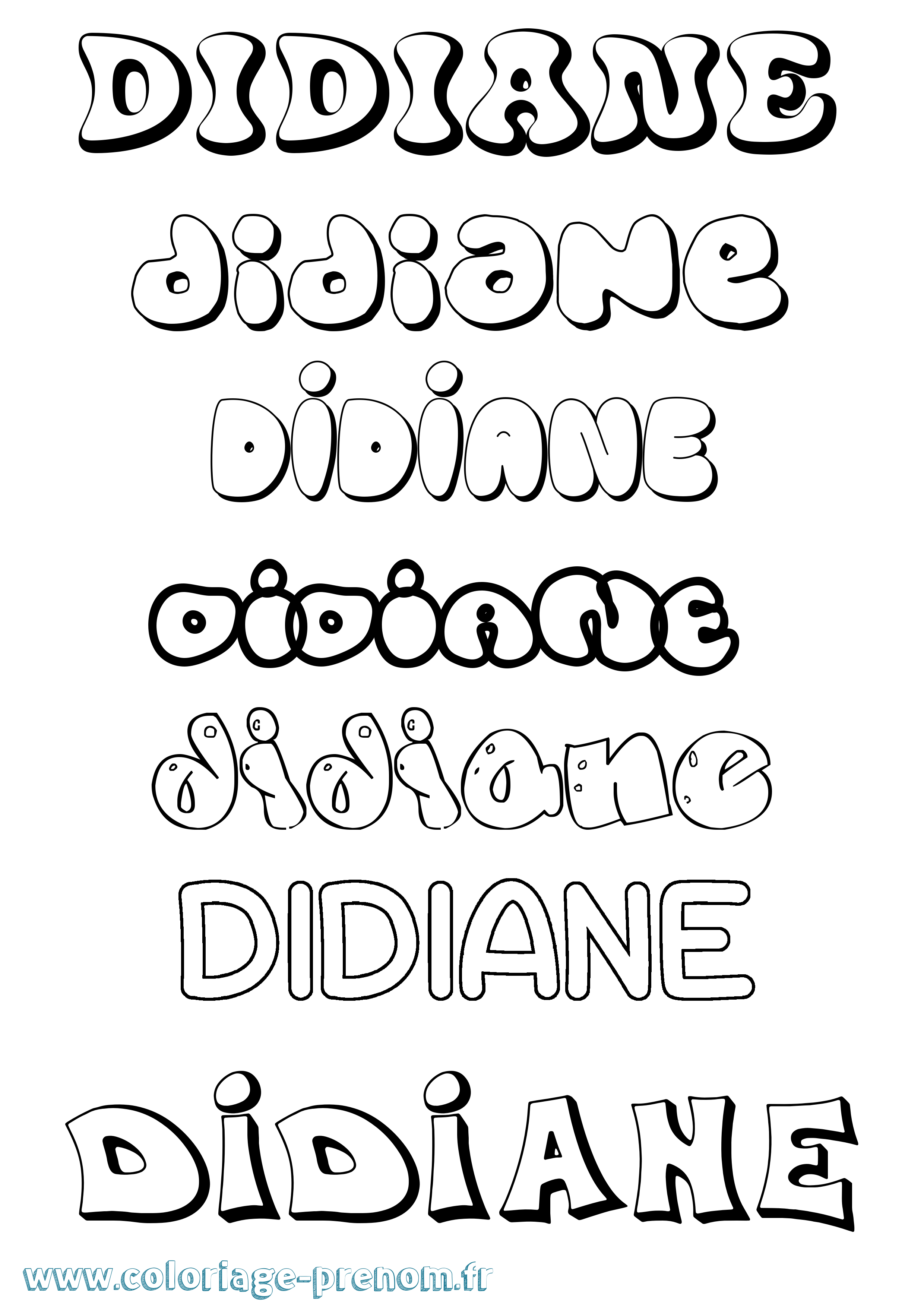 Coloriage Didiane Bubble Coloriage prénom Didiane Bubble