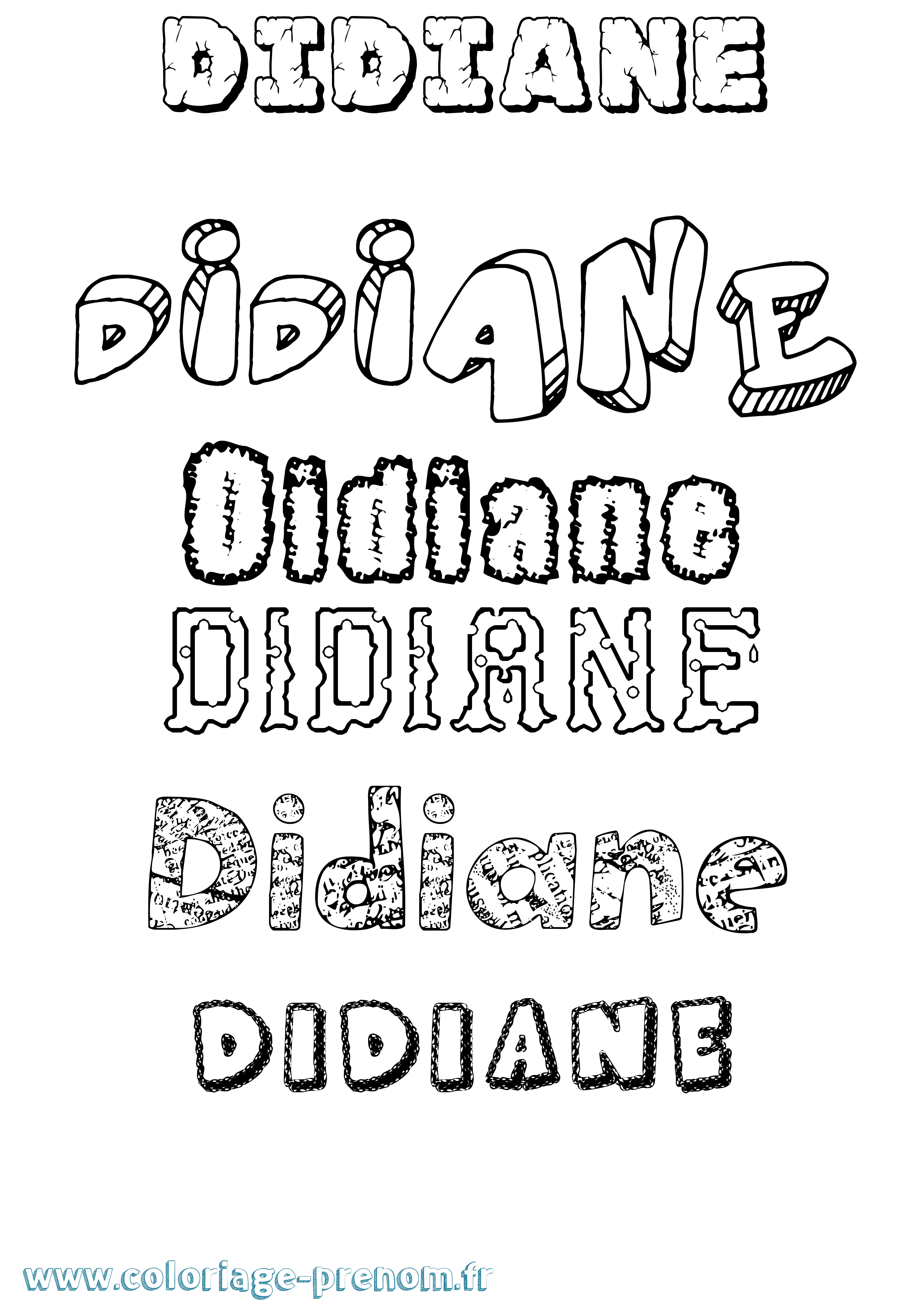 Coloriage Didiane Destructuré Coloriage prénom Didiane Destructuré