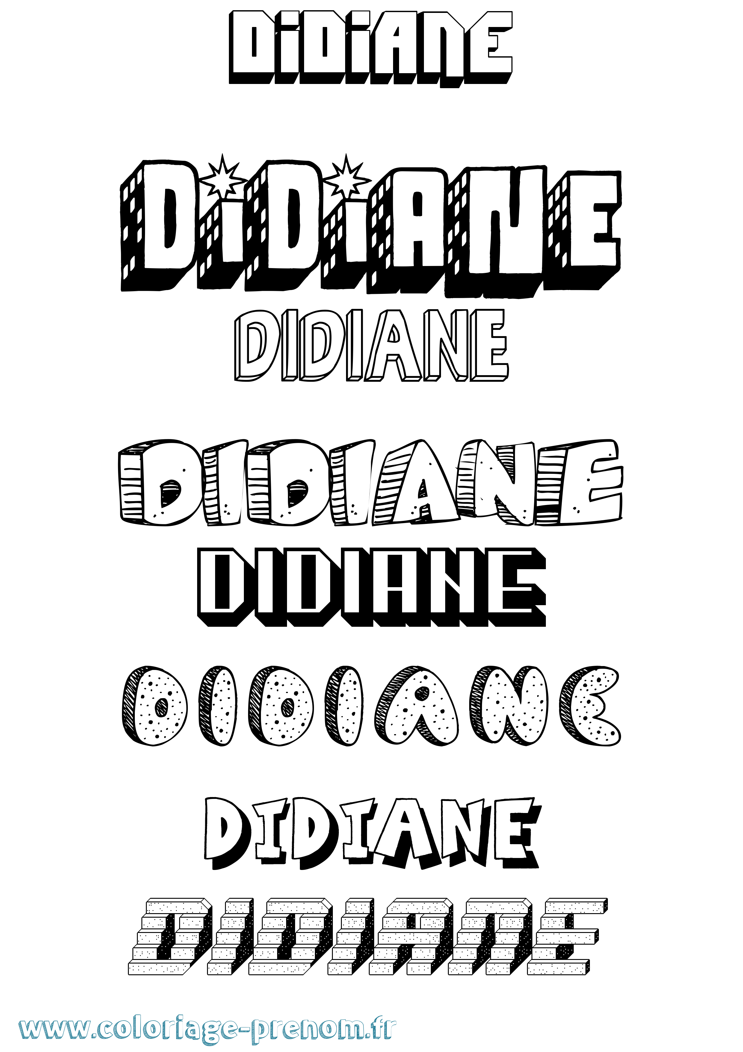 Coloriage Didiane Effet 3D Coloriage prénom Didiane Effet 3D