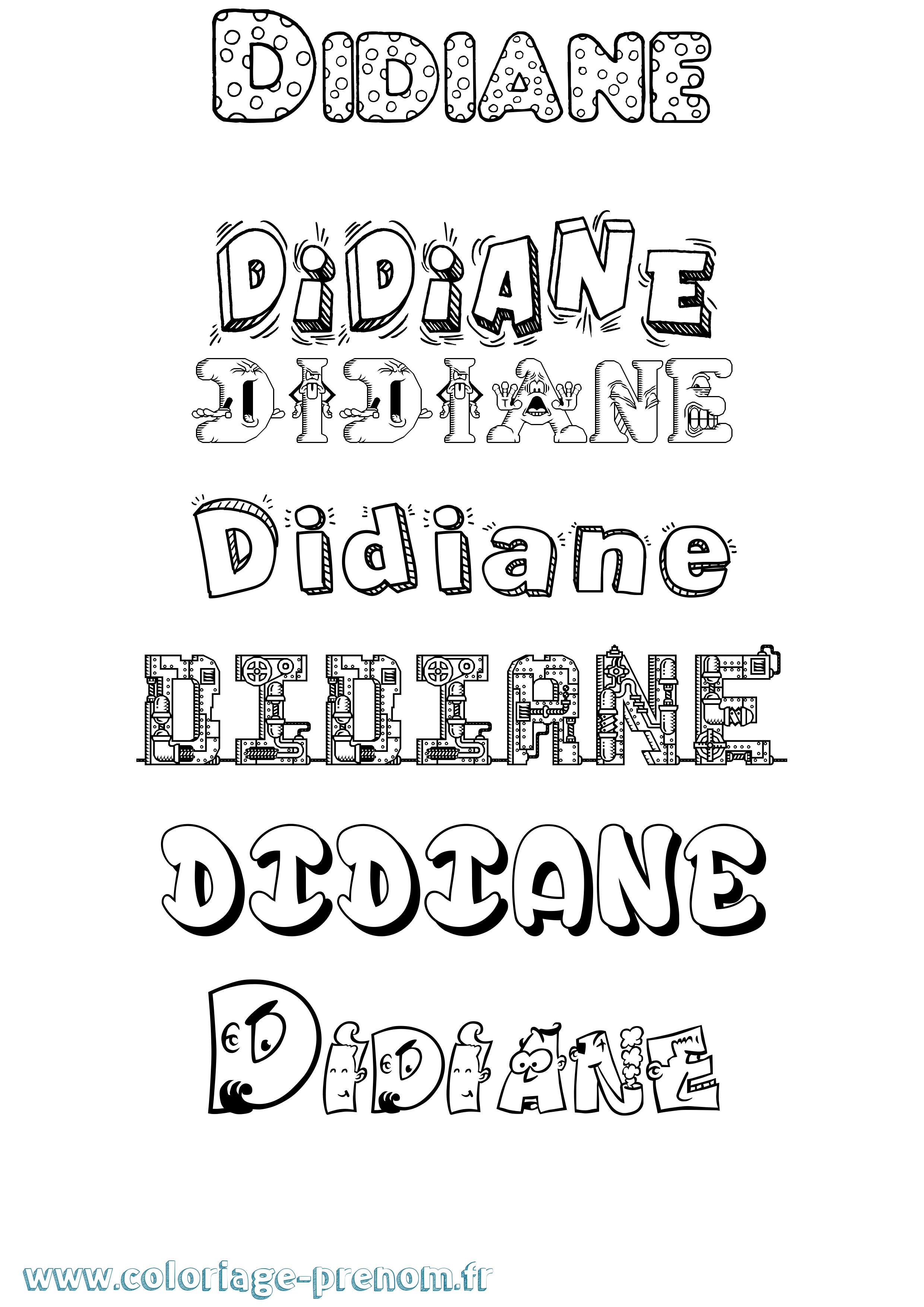 Coloriage Didiane Fun Coloriage prénom Didiane Fun