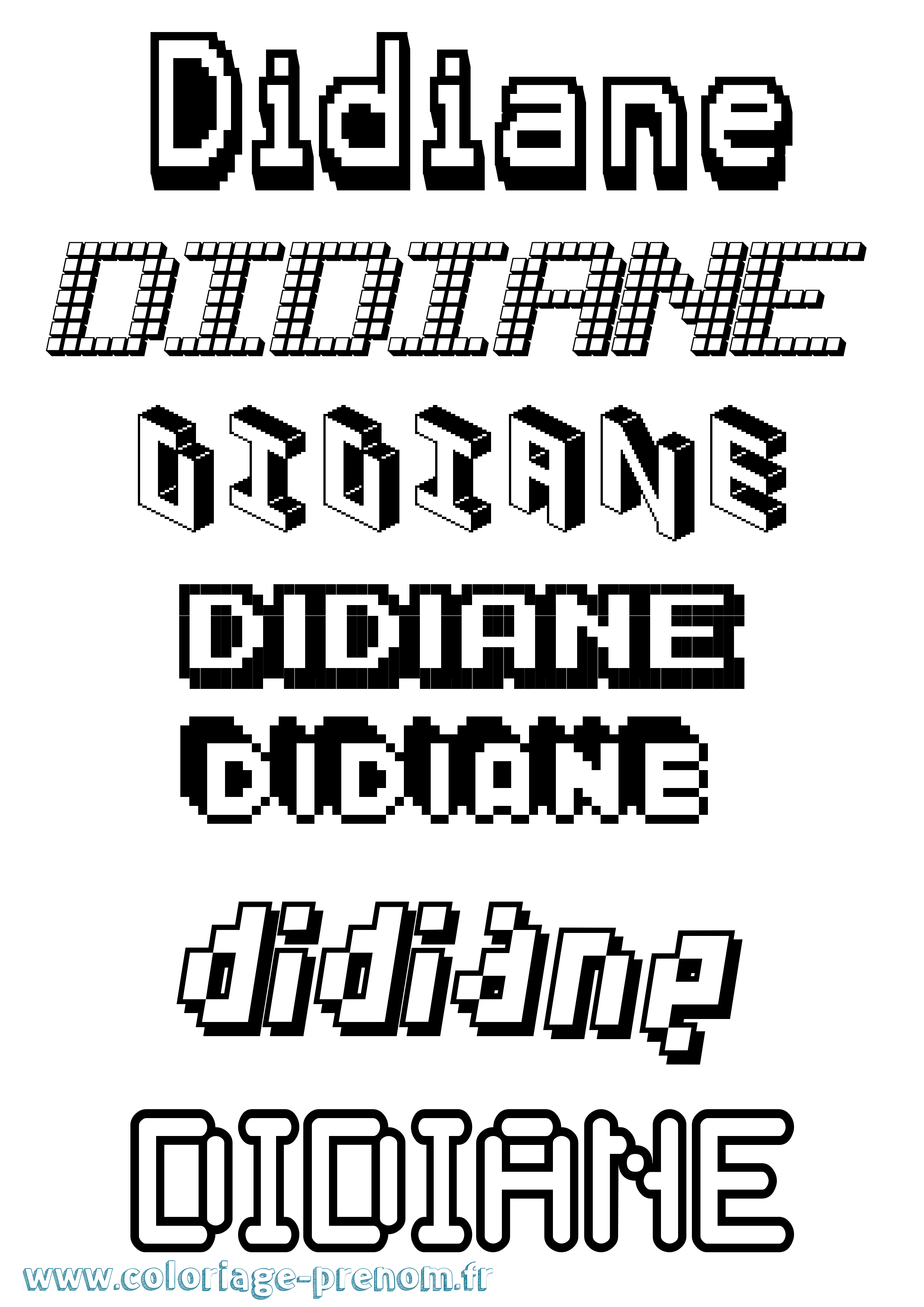 Coloriage Didiane Pixel Coloriage prénom Didiane Pixel