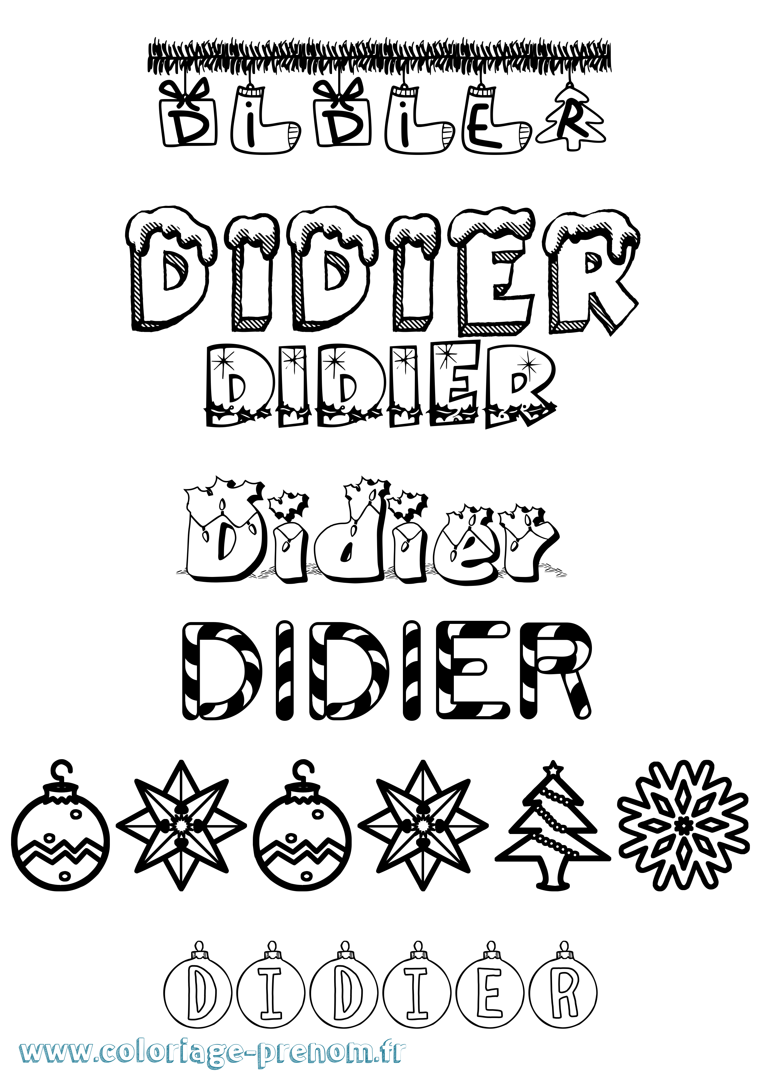 Coloriage Didier Noël Coloriage prénom Didier Noël