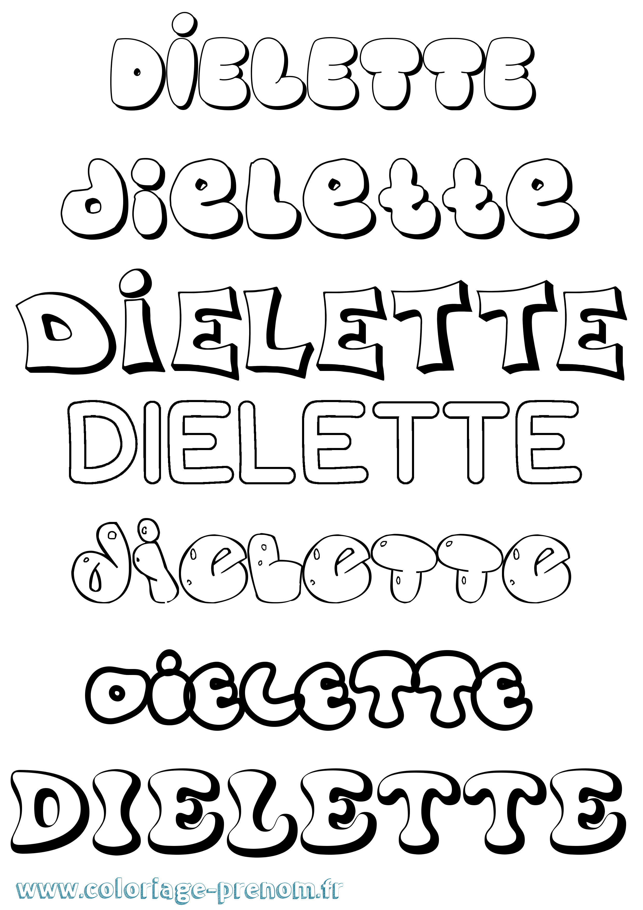 Coloriage Dielette Bubble Coloriage prénom Dielette Bubble