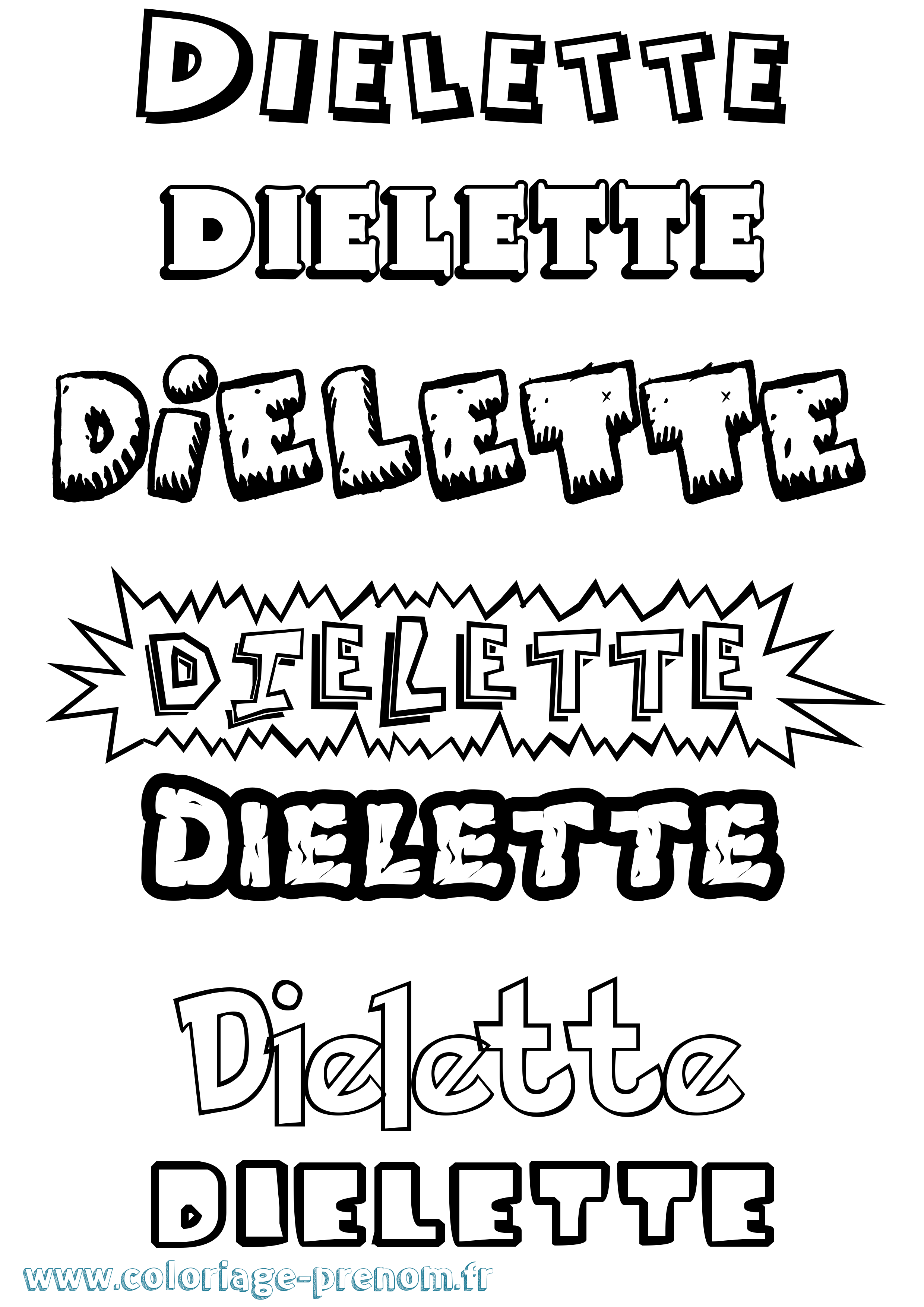 Coloriage Dielette Dessin Animé Coloriage prénom Dielette Dessin Animé