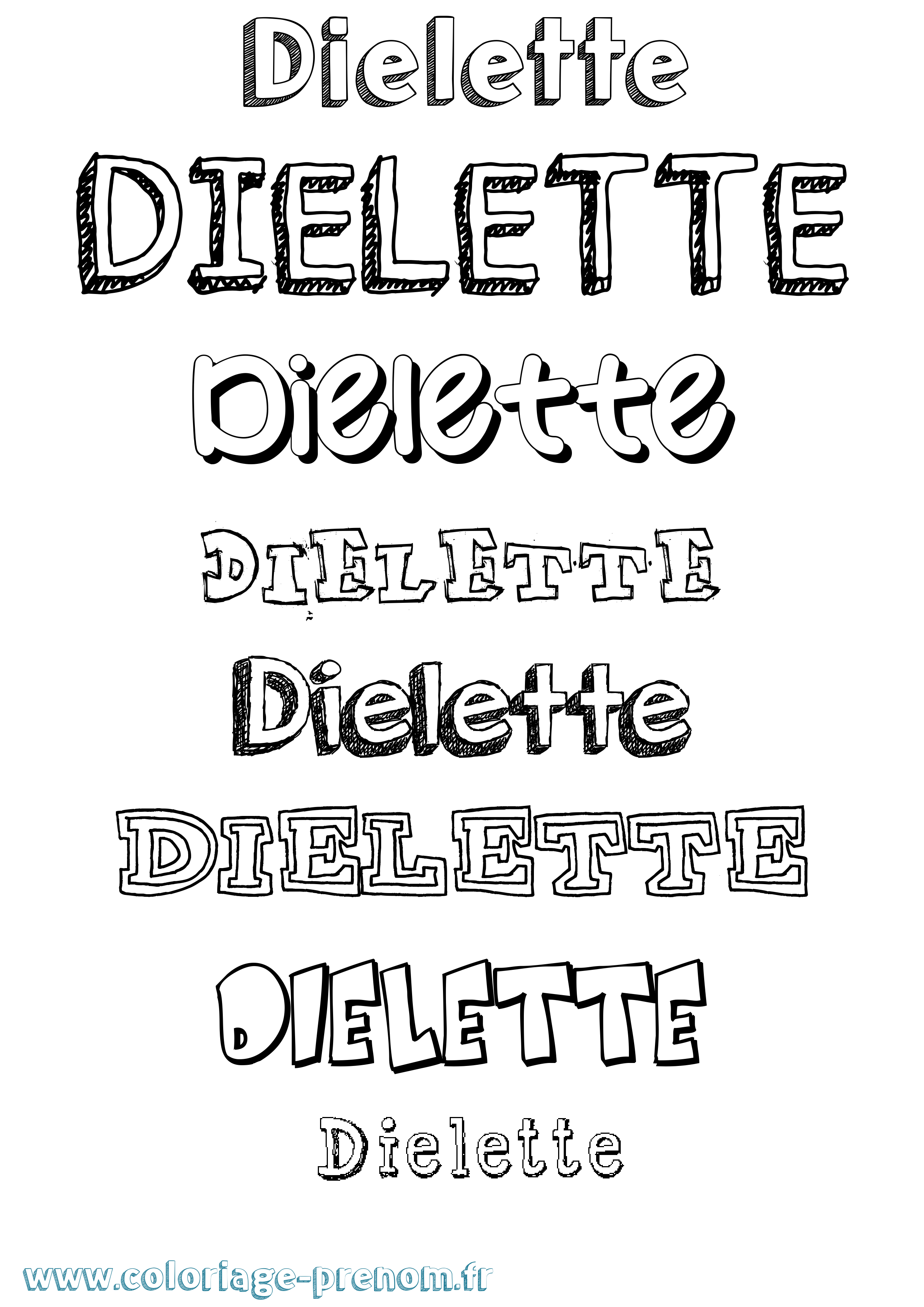 Coloriage Dielette Dessiné Coloriage prénom Dielette Dessiné