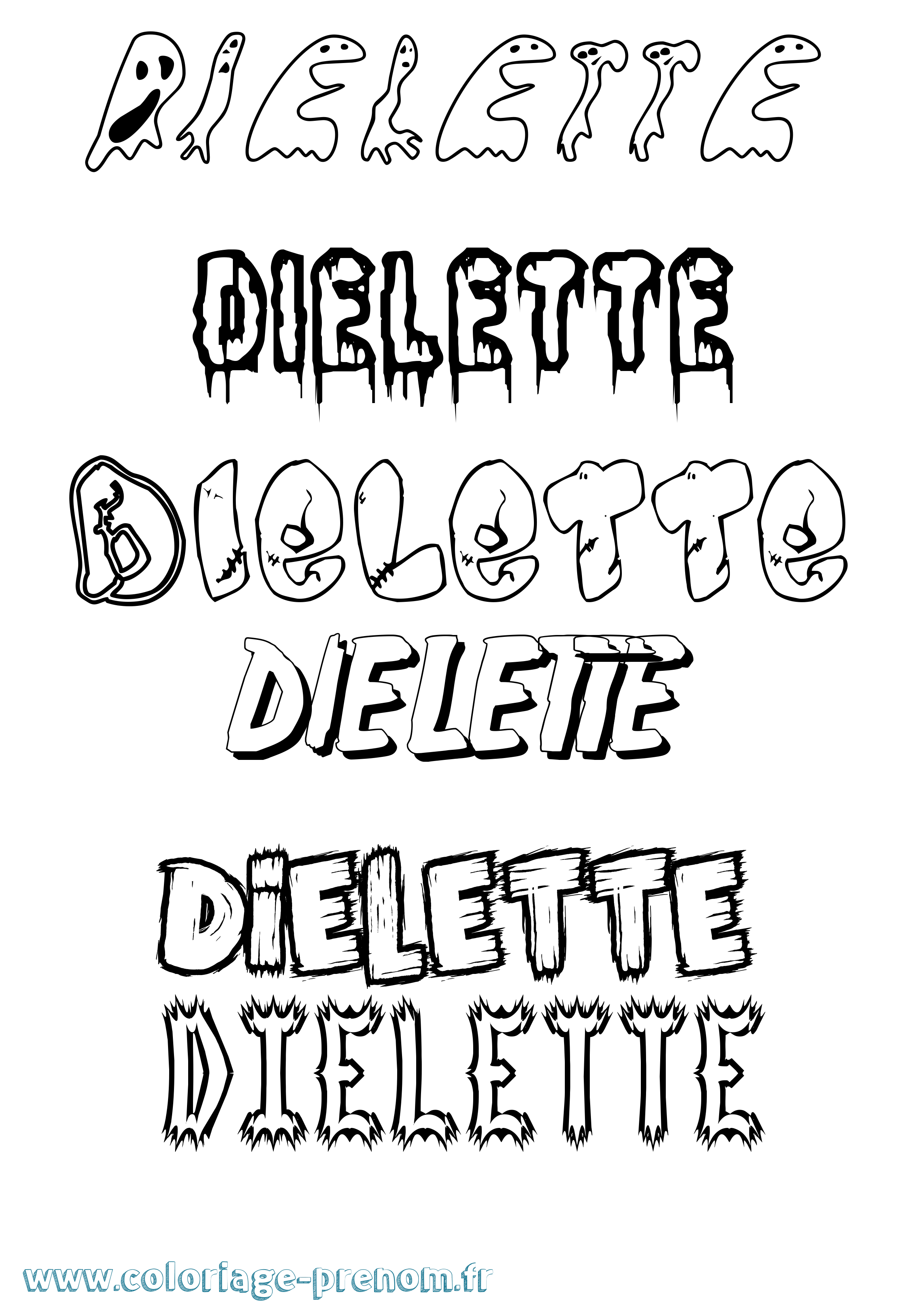 Coloriage Dielette Frisson Coloriage prénom Dielette Frisson
