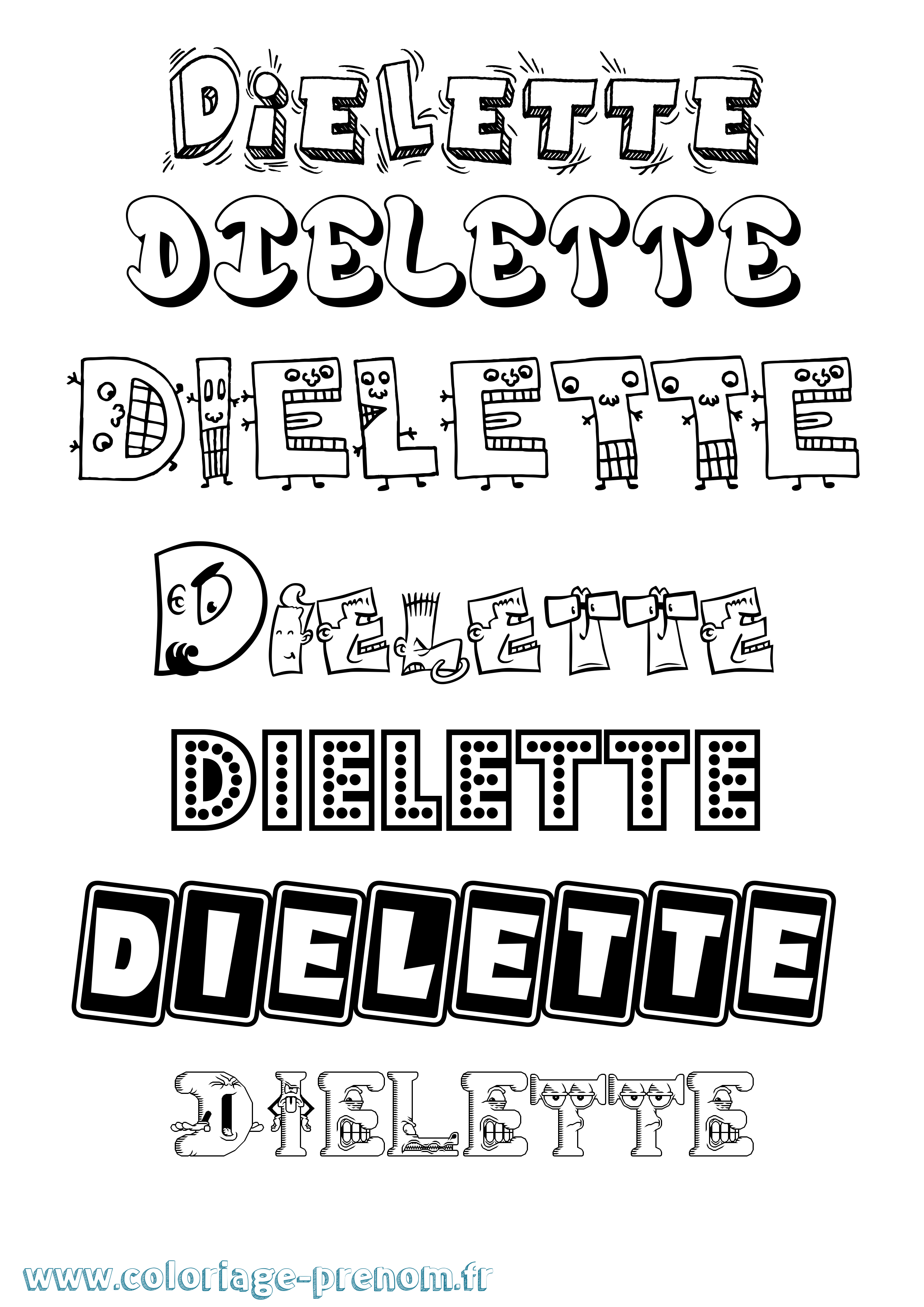 Coloriage Dielette Fun Coloriage prénom Dielette Fun