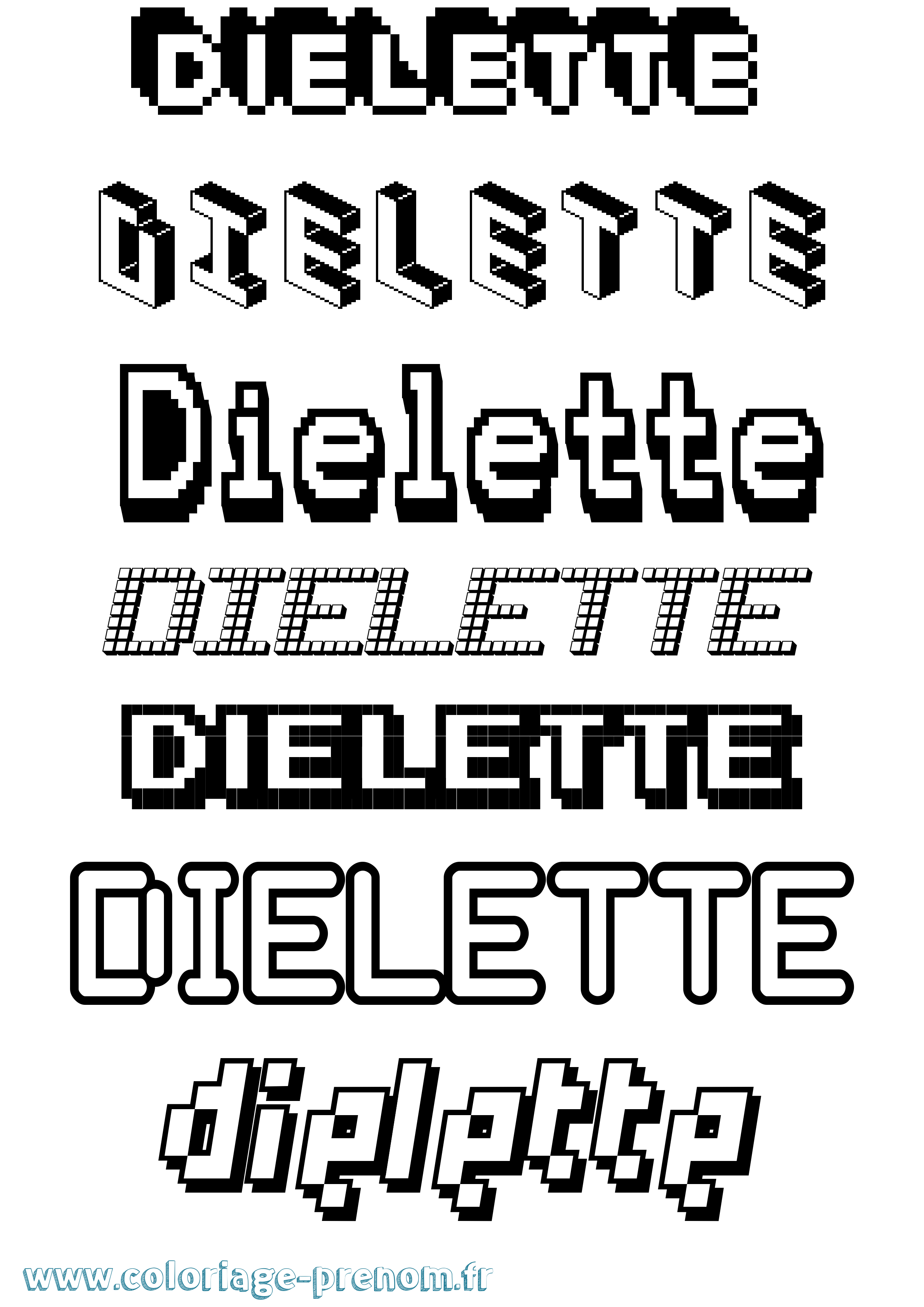 Coloriage Dielette Pixel Coloriage prénom Dielette Pixel