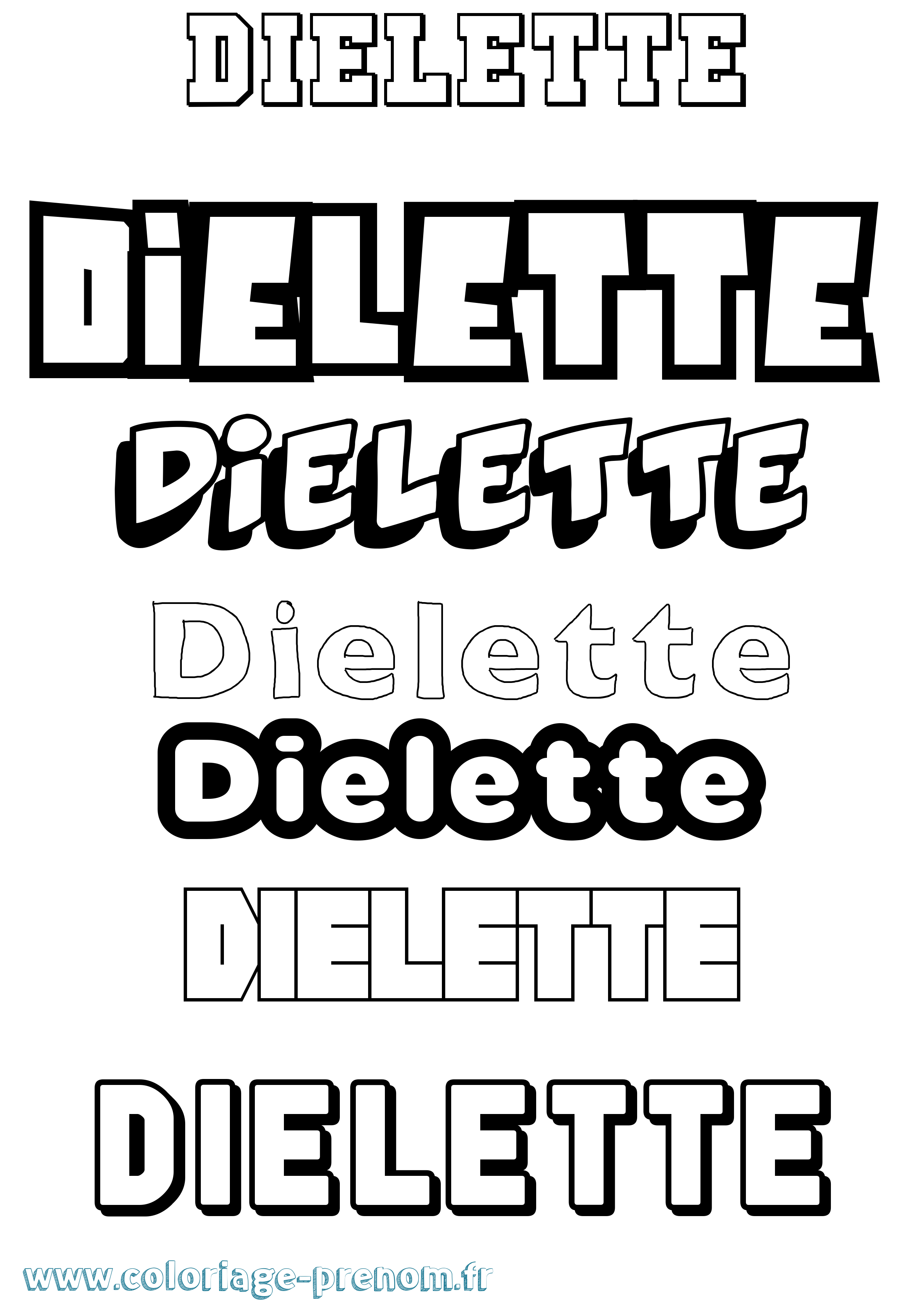 Coloriage Dielette Simple Coloriage prénom Dielette Simple