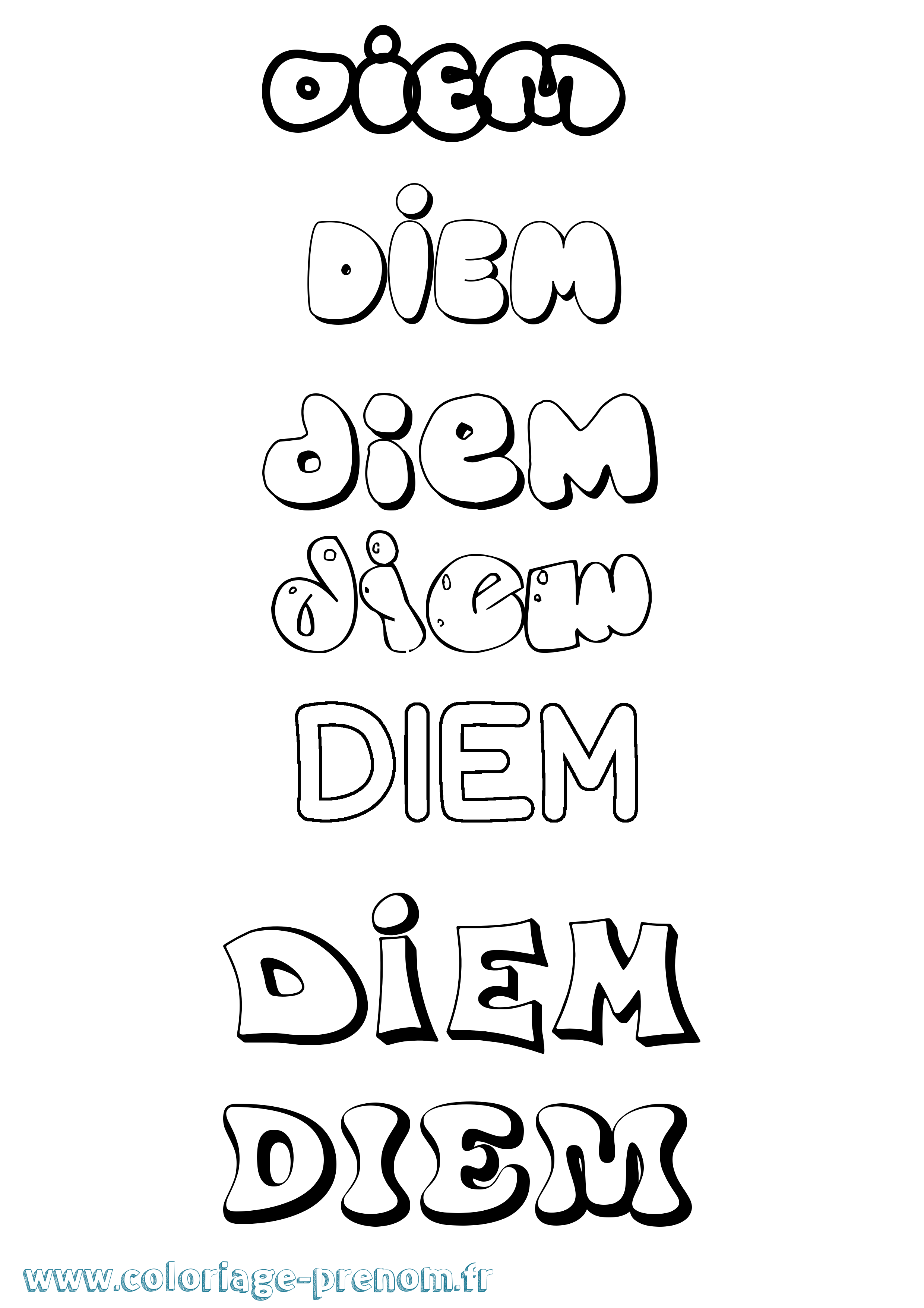 Coloriage Diem Bubble Coloriage prénom Diem Bubble