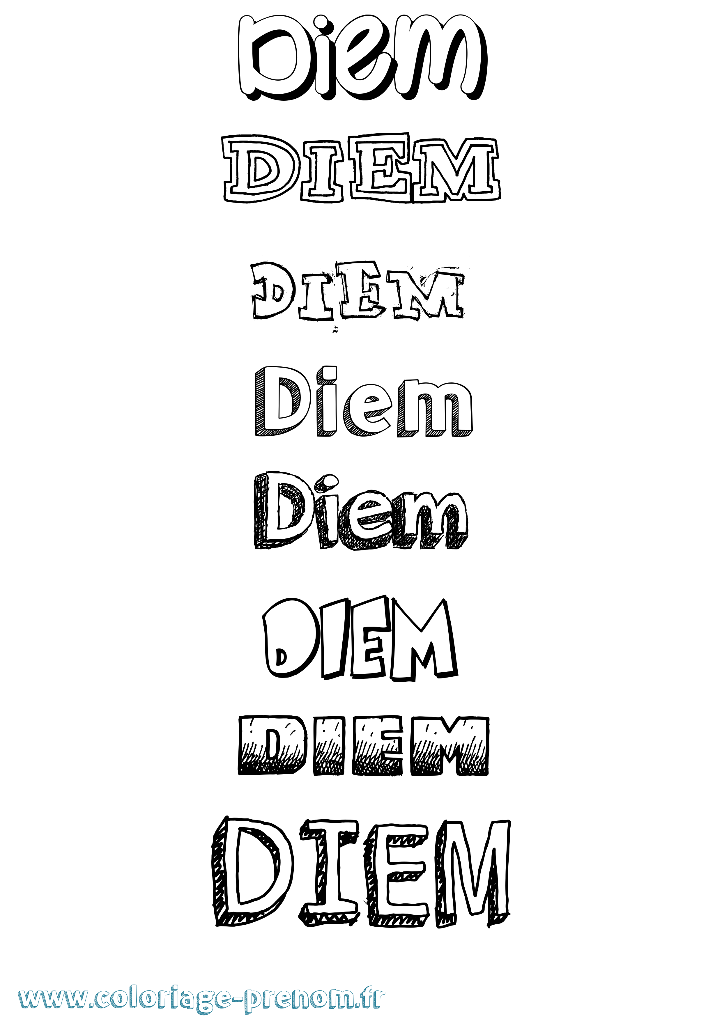 Coloriage Diem Dessiné Coloriage prénom Diem Dessiné