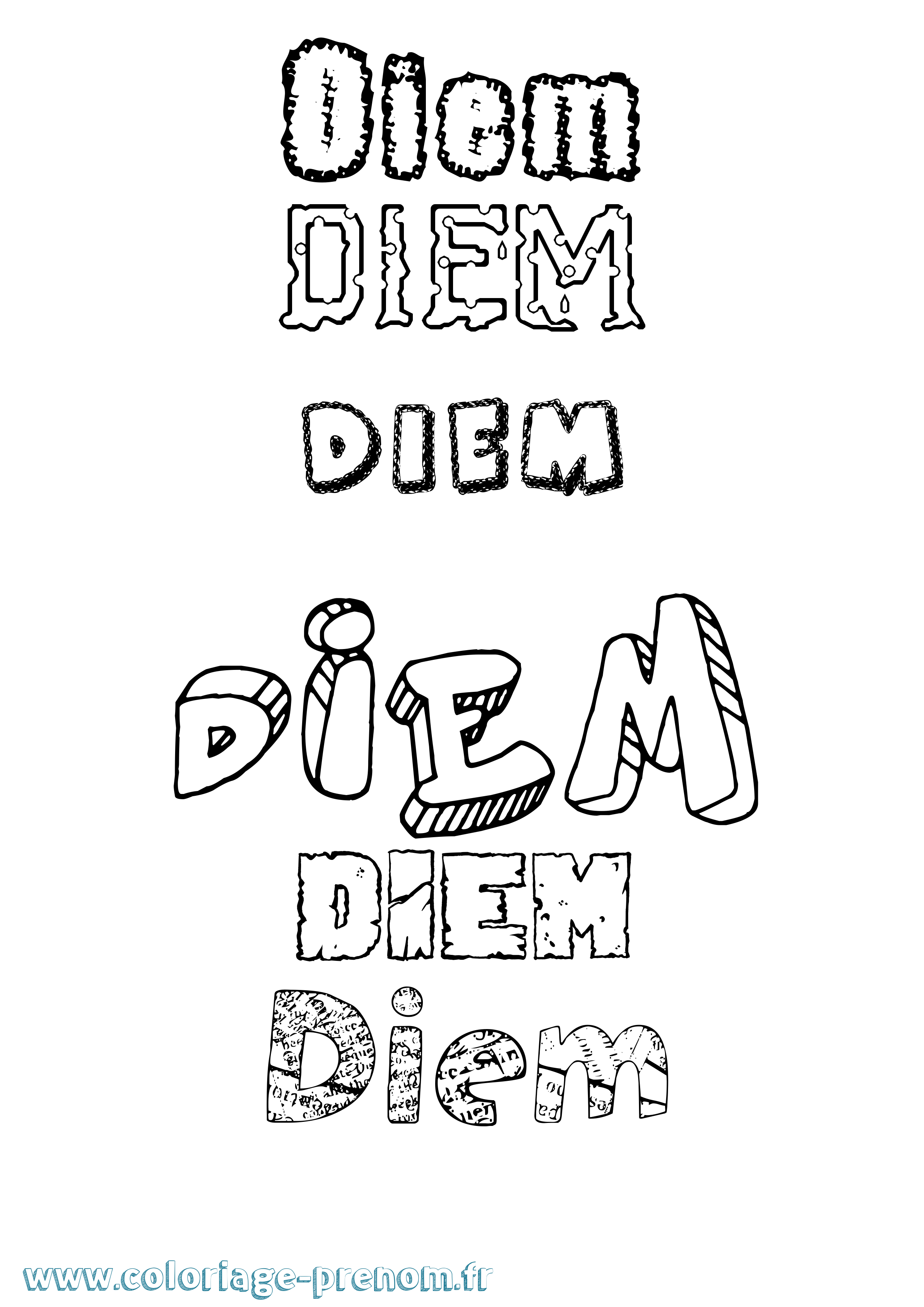 Coloriage Diem Destructuré Coloriage prénom Diem Destructuré