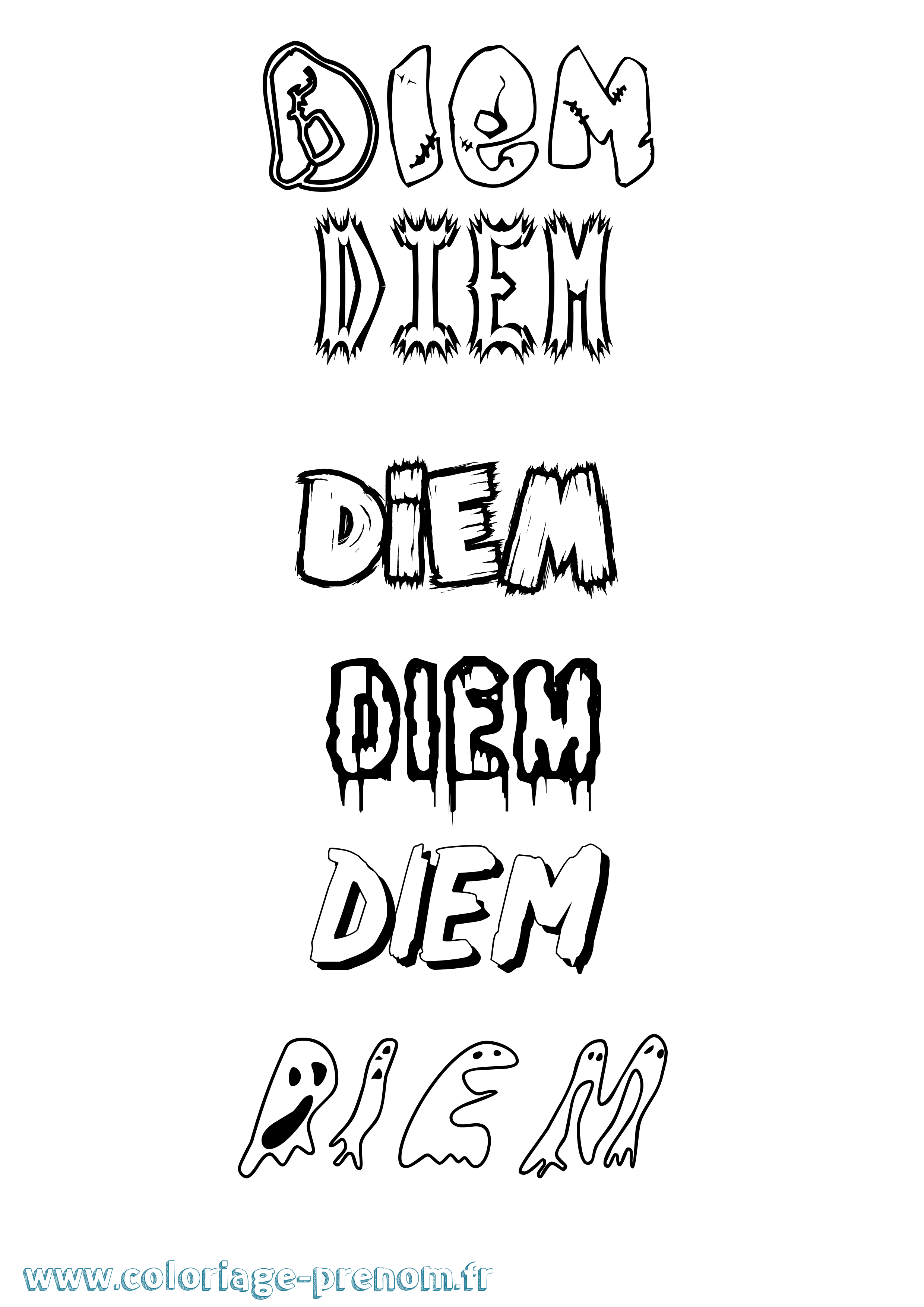 Coloriage Diem Frisson Coloriage prénom Diem Frisson