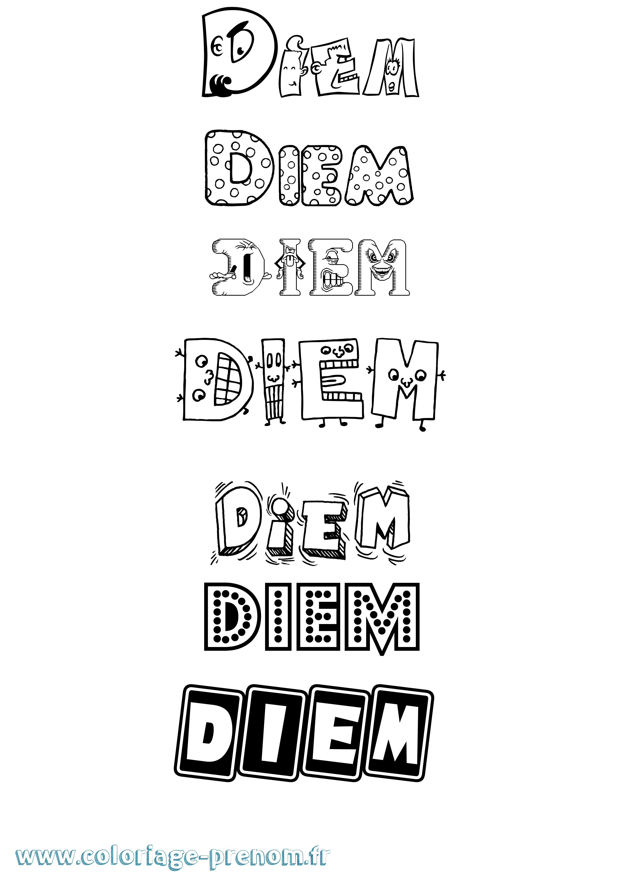 Coloriage Diem Fun Coloriage prénom Diem Fun