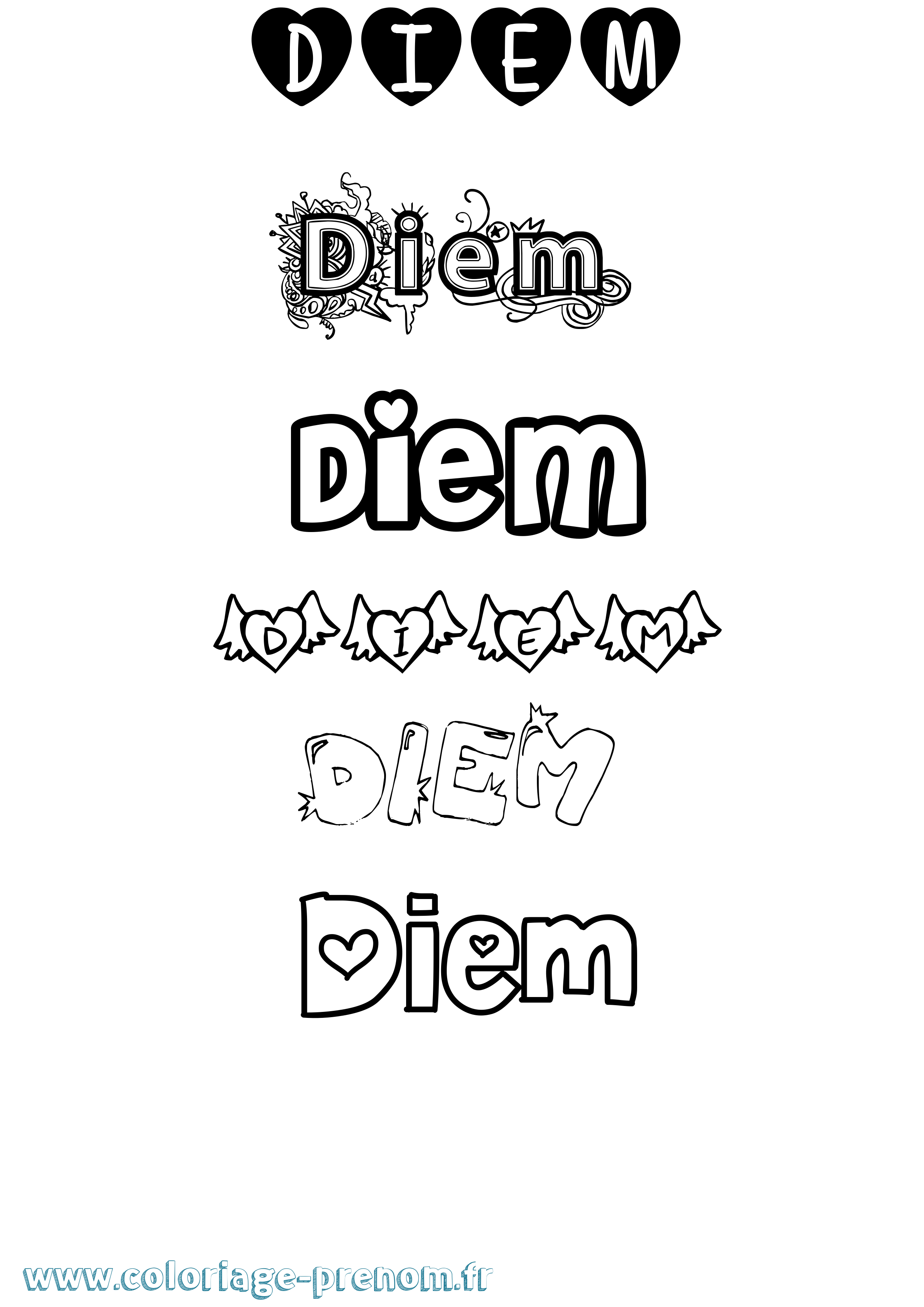 Coloriage Diem Girly Coloriage prénom Diem Girly