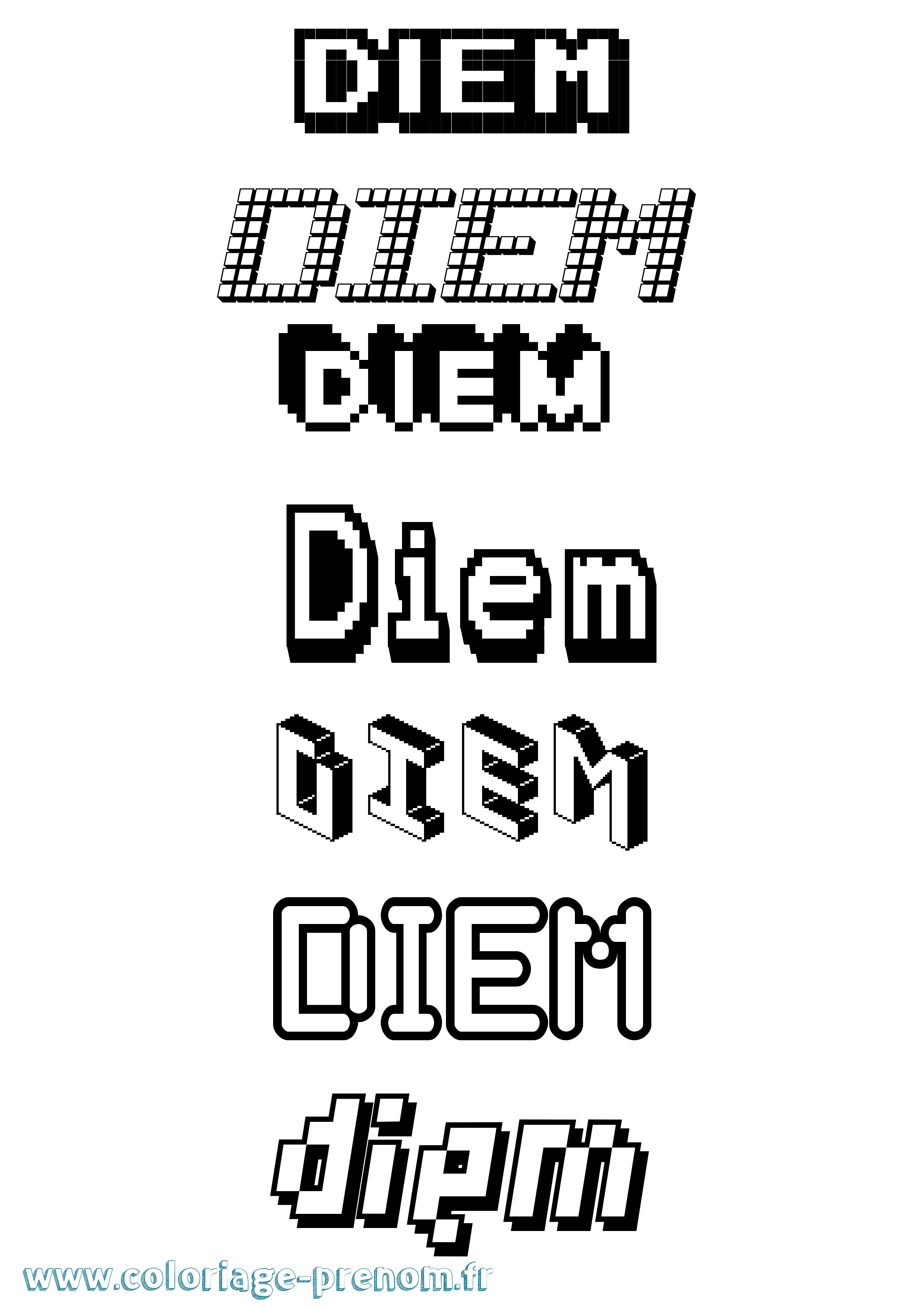 Coloriage Diem Pixel Coloriage prénom Diem Pixel