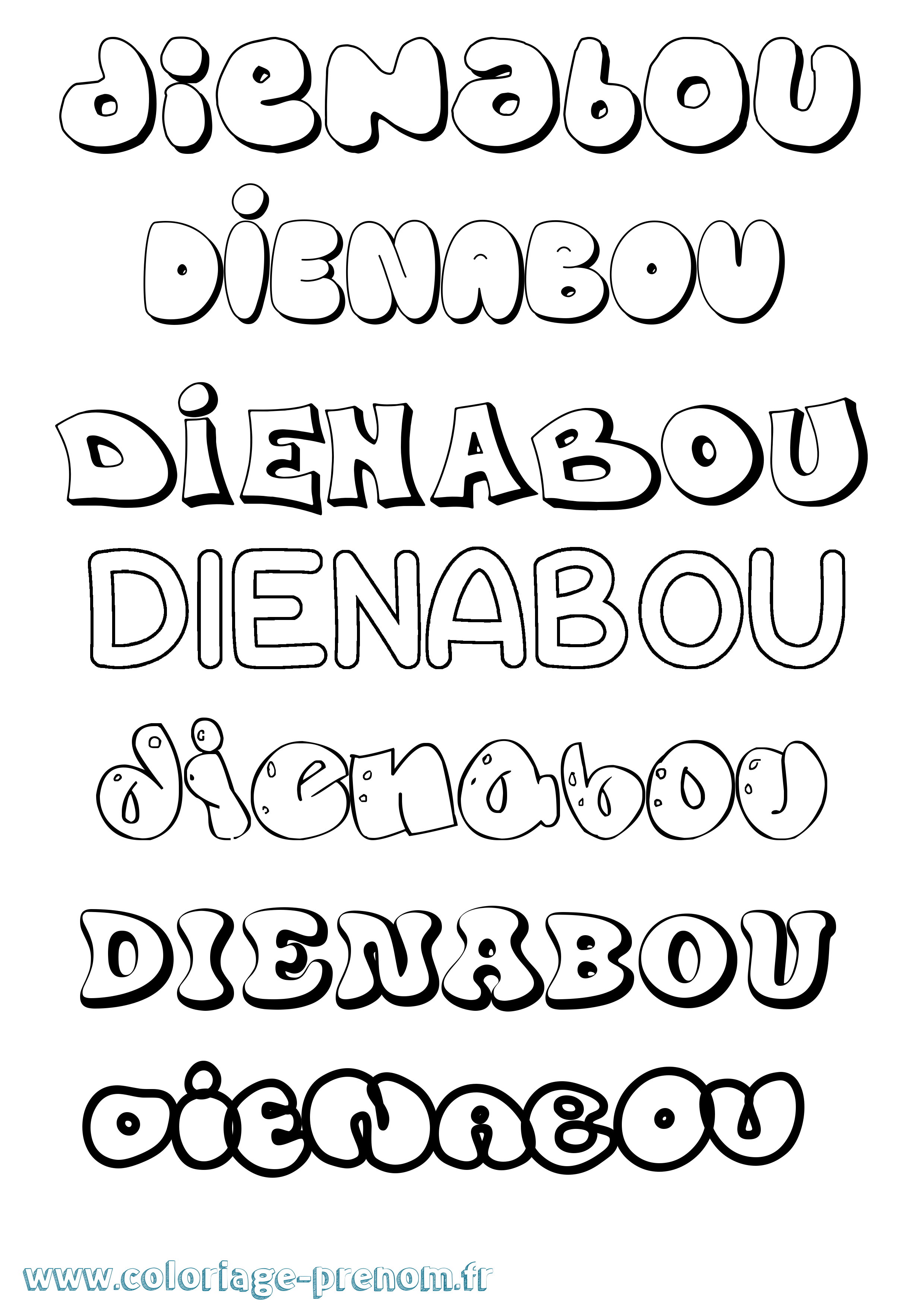 Coloriage Dienabou Bubble Coloriage prénom Dienabou Bubble