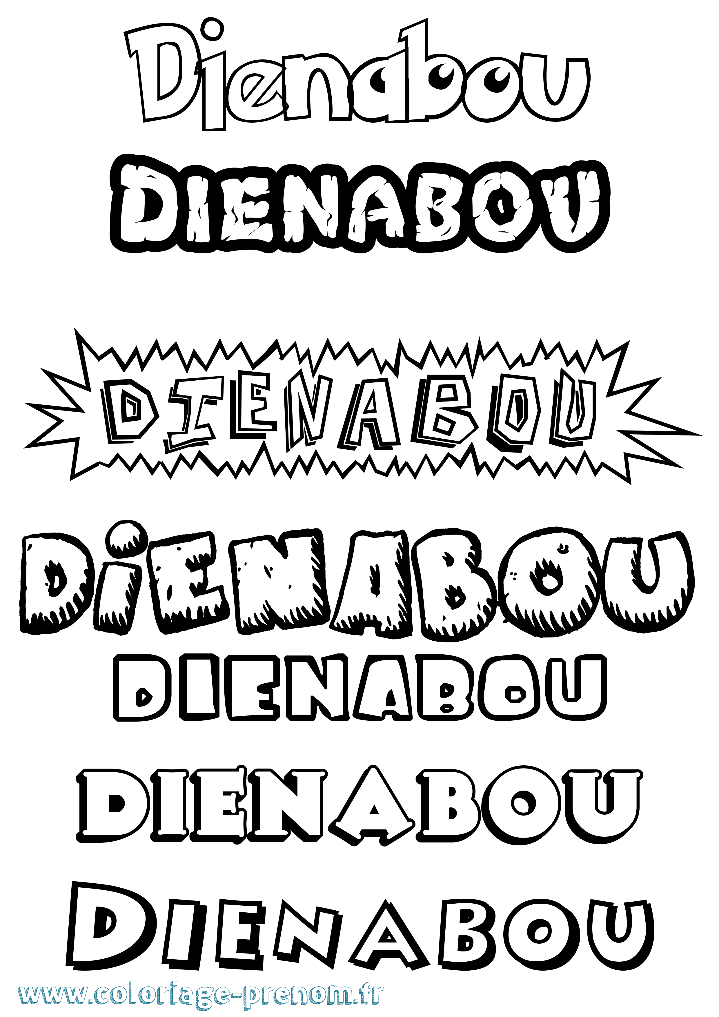 Coloriage Dienabou Dessin Animé Coloriage prénom Dienabou Dessin Animé