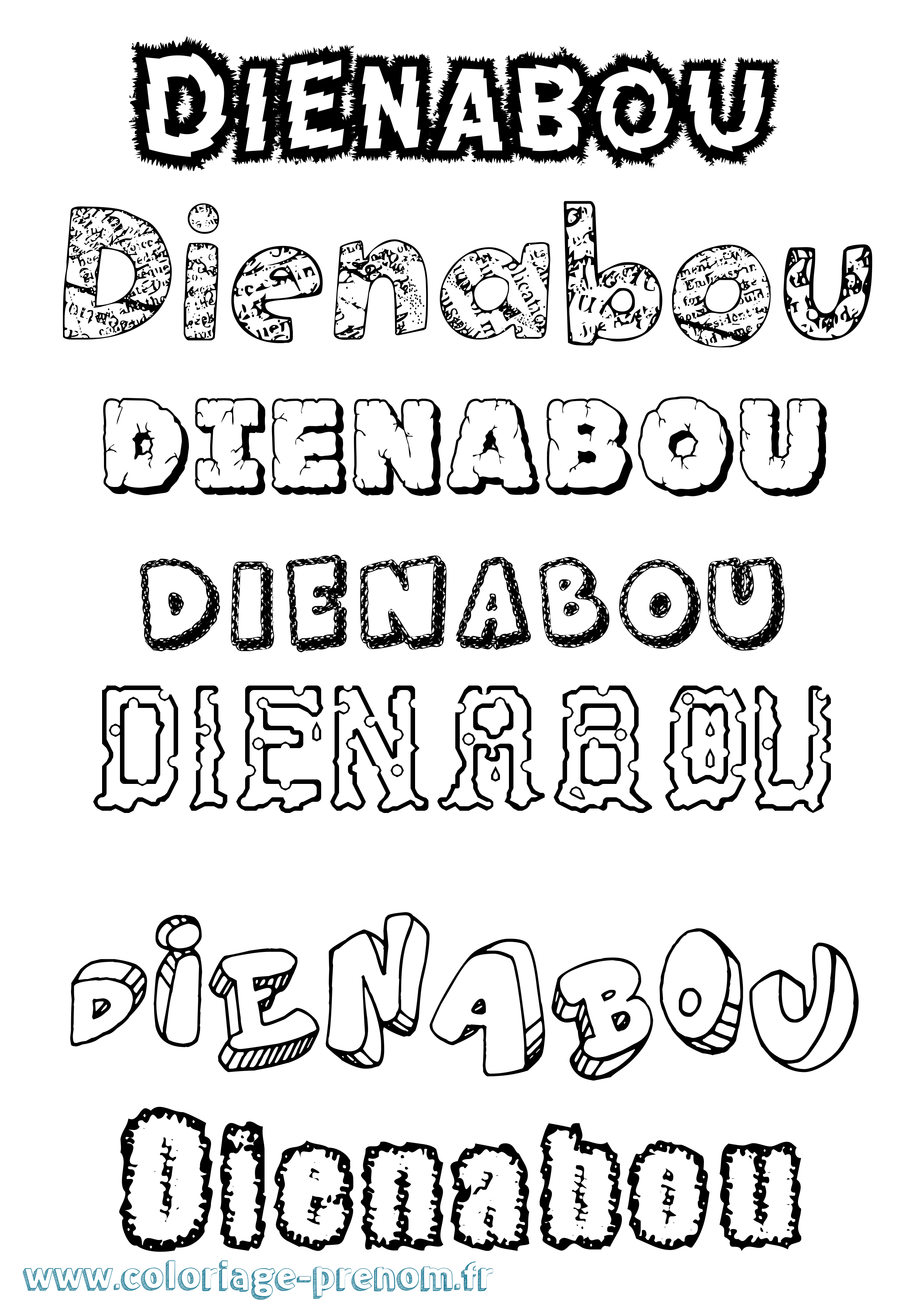 Coloriage Dienabou Destructuré Coloriage prénom Dienabou Destructuré