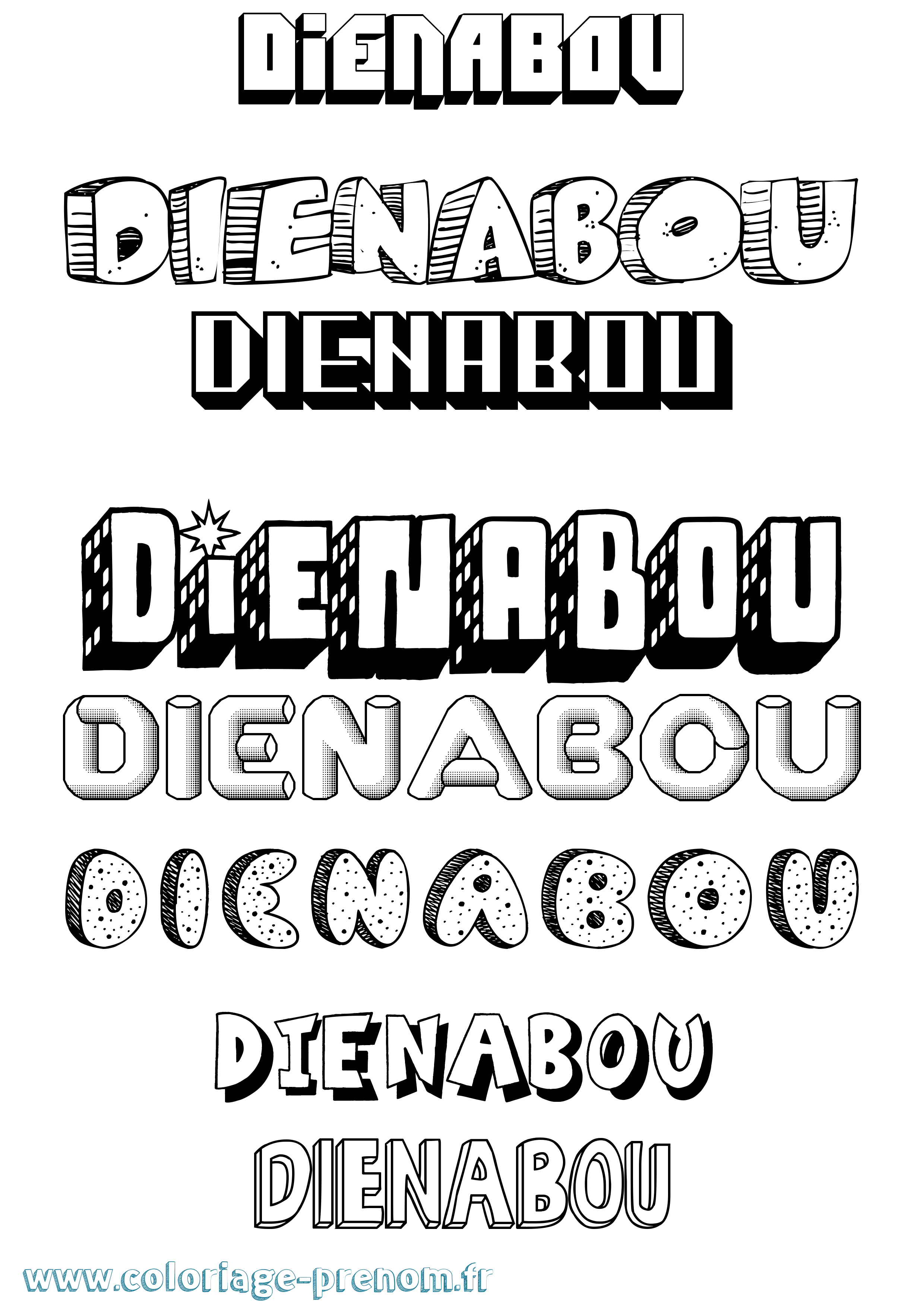Coloriage Dienabou Effet 3D Coloriage prénom Dienabou Effet 3D