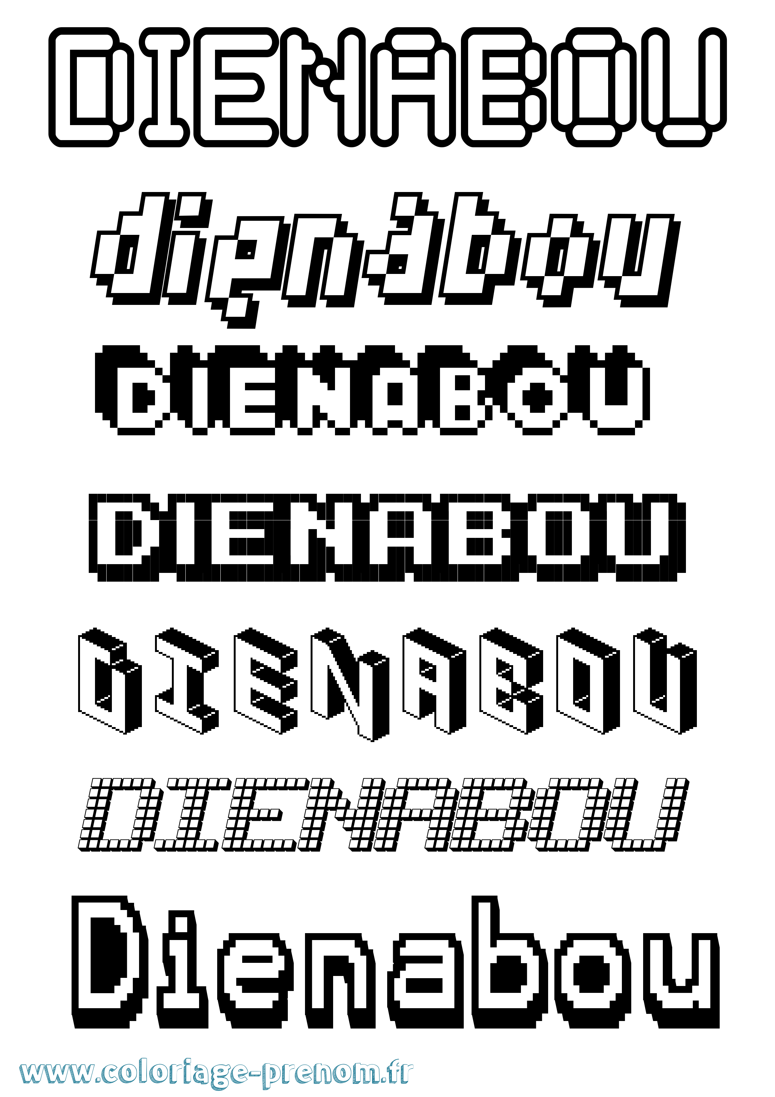 Coloriage Dienabou Pixel Coloriage prénom Dienabou Pixel