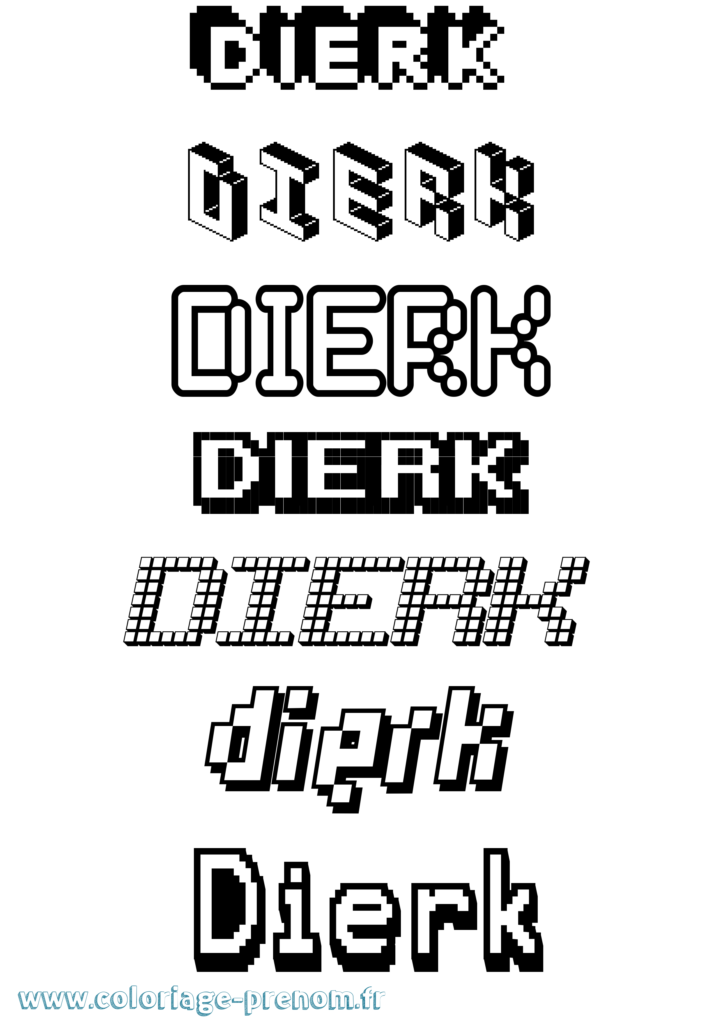Coloriage Dierk Pixel Coloriage prénom Dierk Pixel