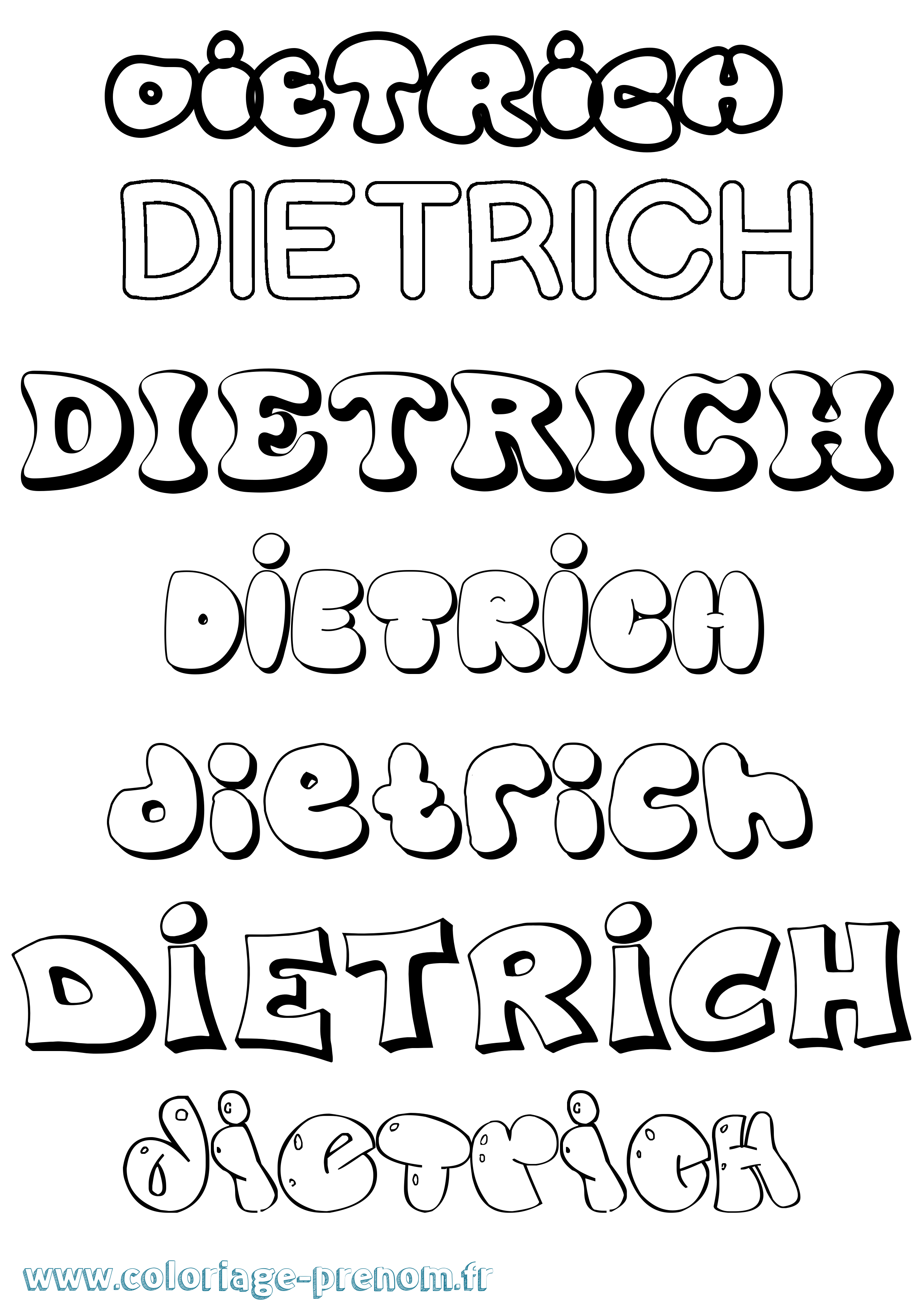 Coloriage Dietrich Bubble Coloriage prénom Dietrich Bubble