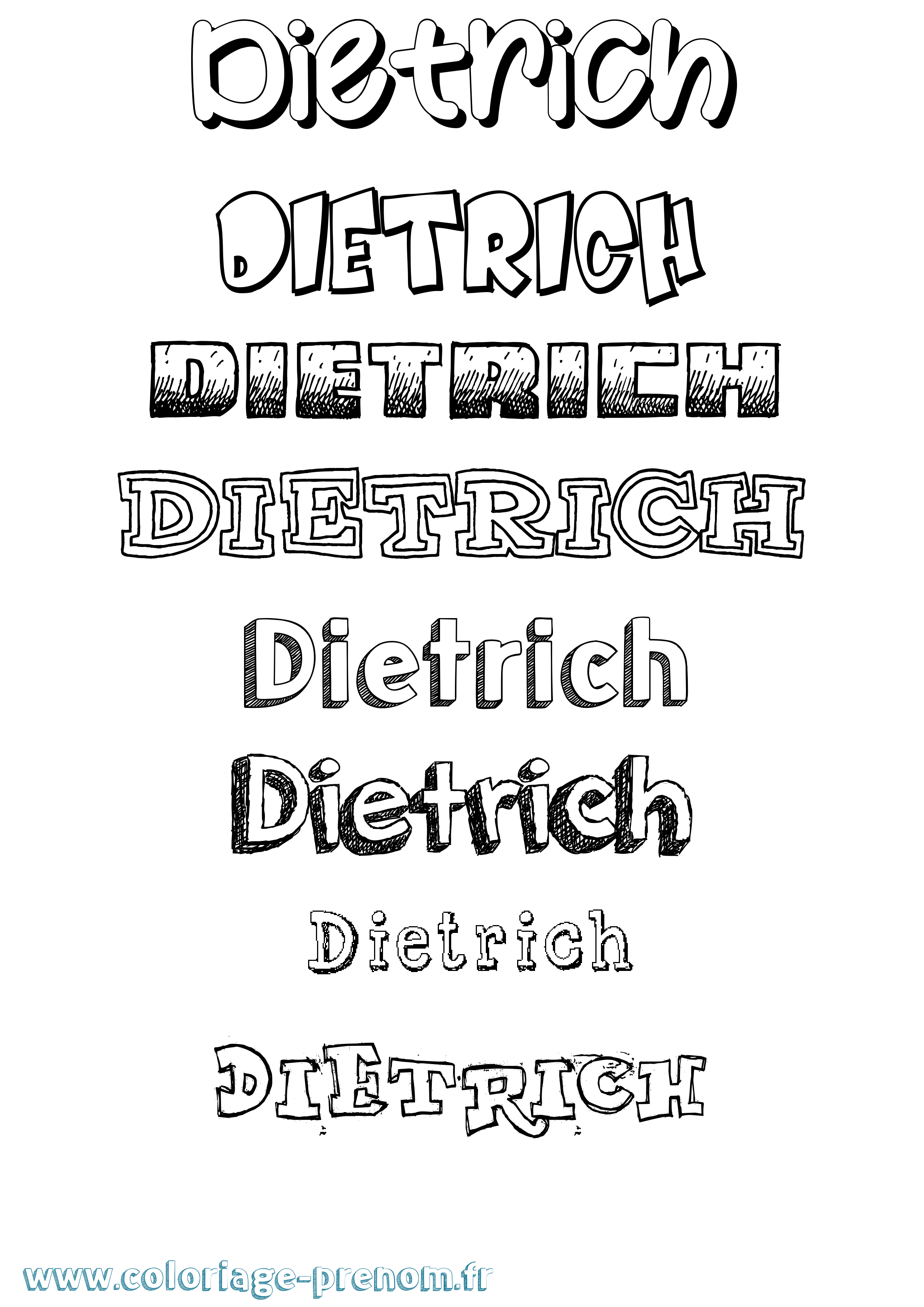 Coloriage Dietrich Dessiné Coloriage prénom Dietrich Dessiné