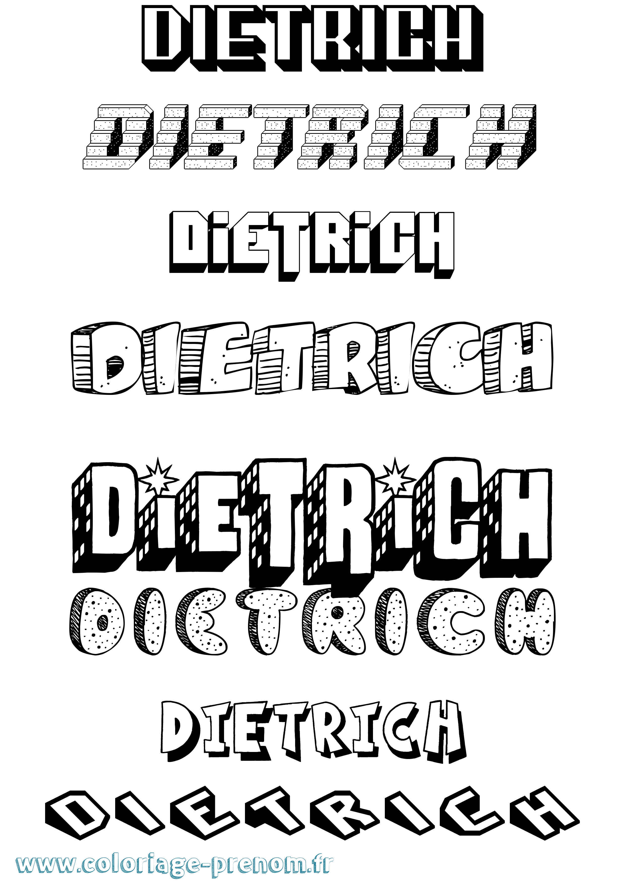 Coloriage Dietrich Effet 3D Coloriage prénom Dietrich Effet 3D